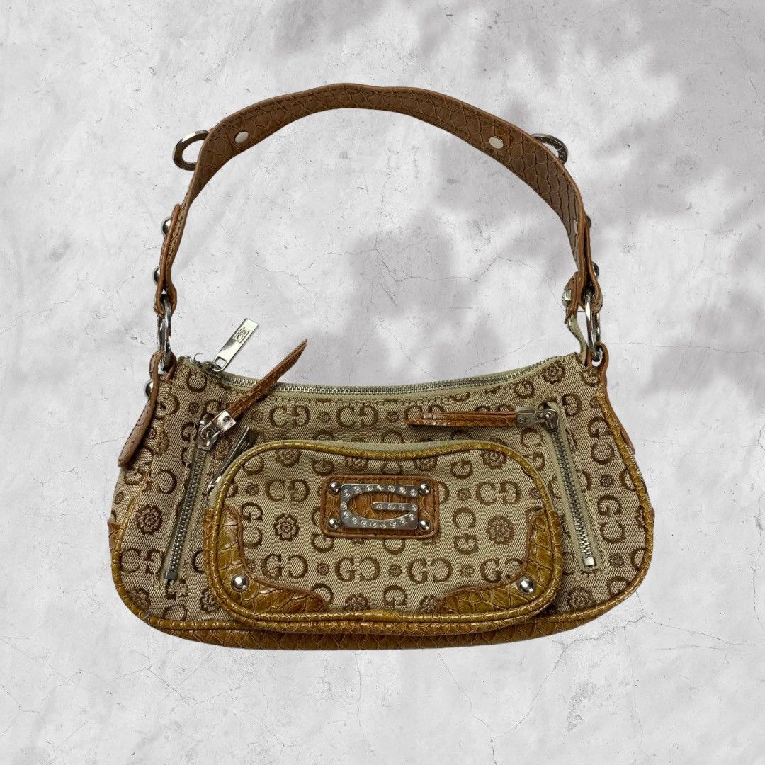 Guess Guess Vintage Shoulder Bag – Beige/Gold – Rare Size ONE SIZE - 1 Thumbnail