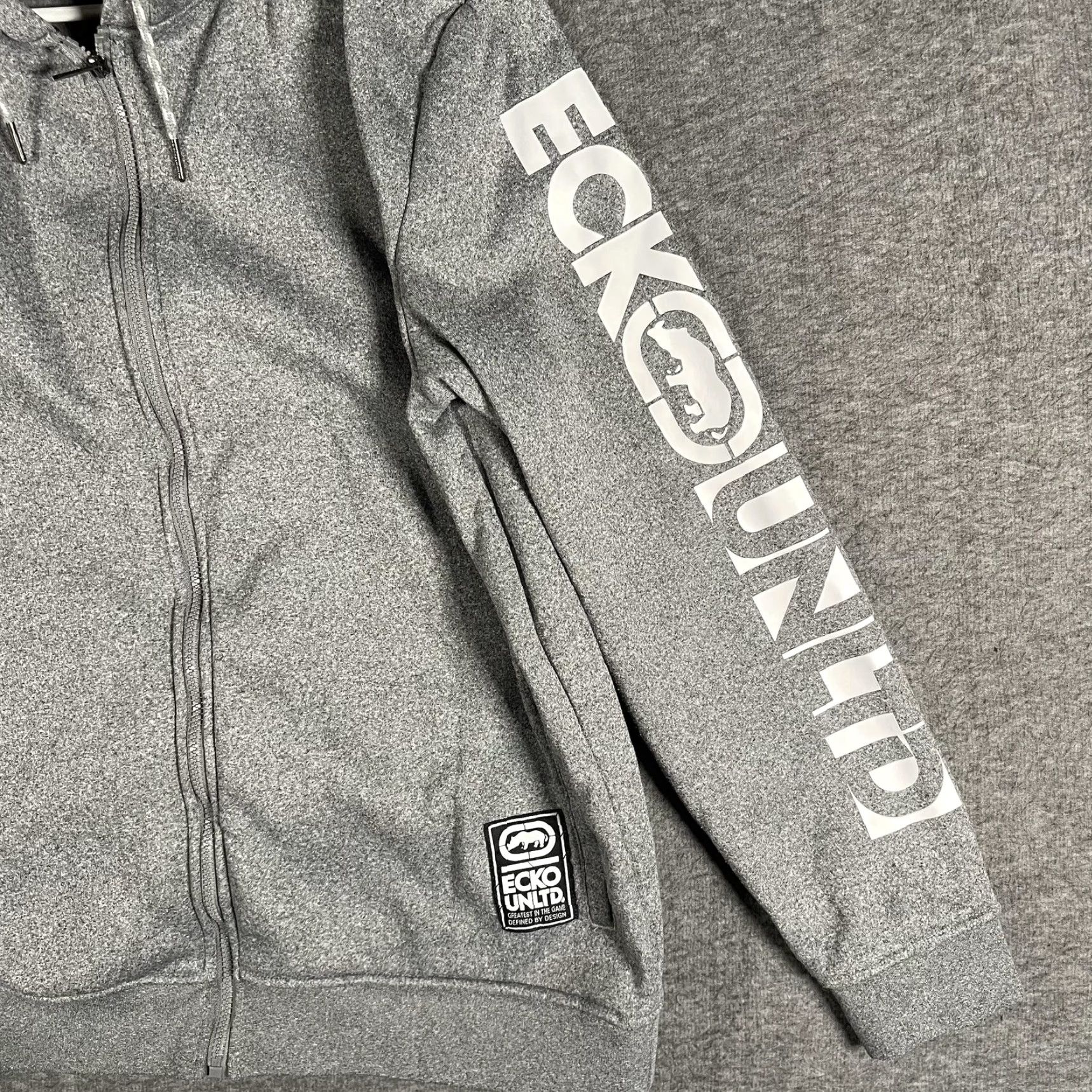 Ecko Unltd. Ecko Unltd Hoodie Mens XL Gray Full Zip Fleece Sleeve Graphic Streetwear Size US XL / EU 56 / 4 - 4 Thumbnail