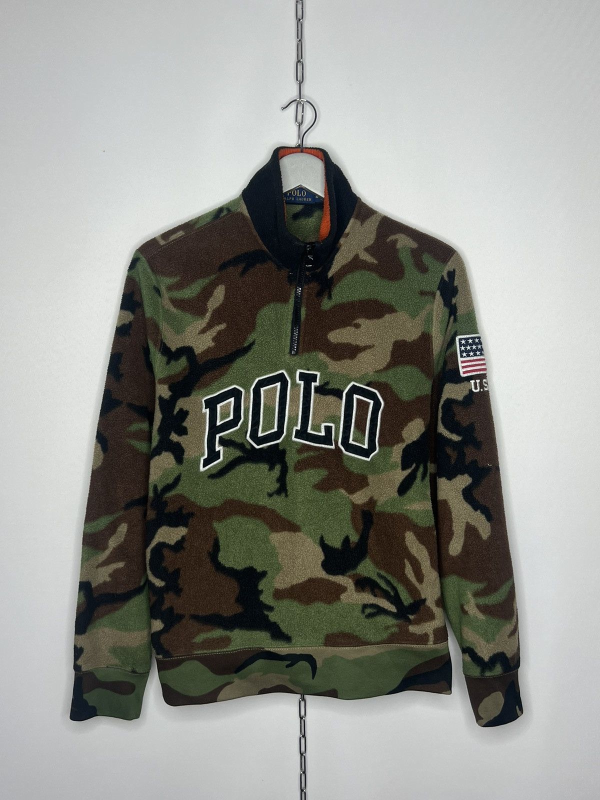 Other Vintage Polo Ralph Lauren Fleece Camo Flag Patch Zip Sweater Size US M / EU 48-50 / 2 - 1 Thumbnail