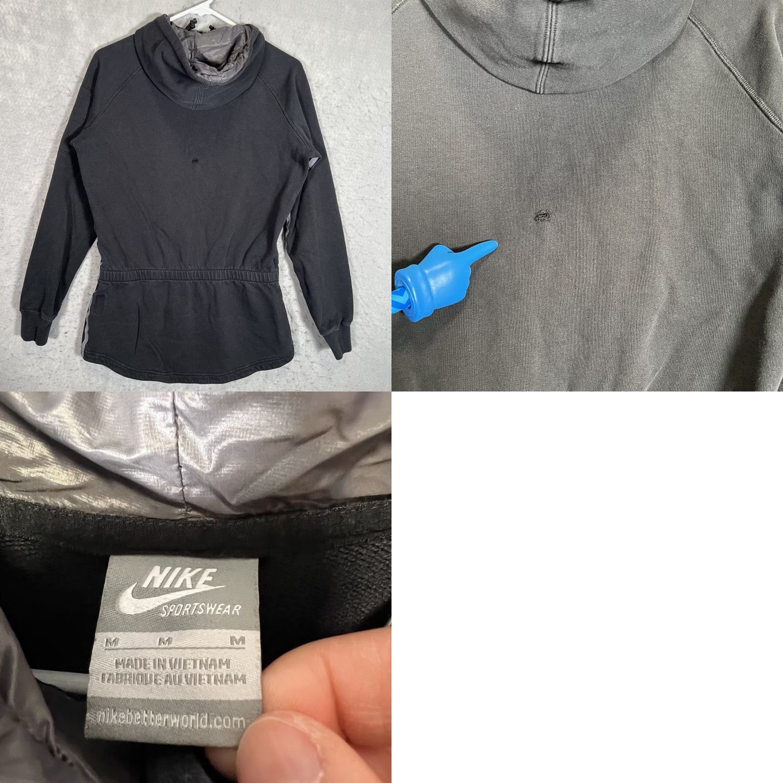 Nike VINTAGE Nike 1/2 Zip Hoodie Sweatshirt Womens M Black Swoosh Hoodie | Nike Womens Medium Black 1/2 Zip Hoodie Sweatshirt Vintage 2000s Size M / US 6-8 / IT 42-44 - 8 Thumbnail