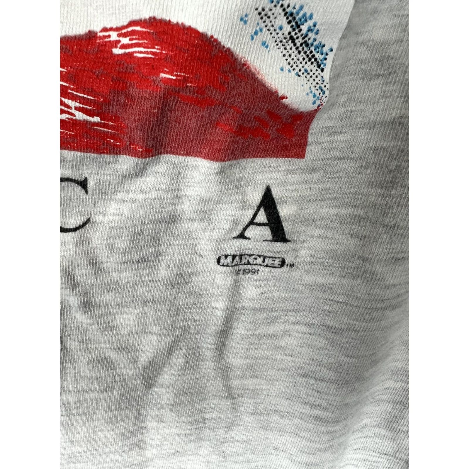 Vintage VINTAGE Oneita USA Flag Patriotic T-Shirt Mens XL Gray Short Sleeve Crew Neck Graphic Print 1991 Size US XL / EU 56 / 4 - 3 Thumbnail