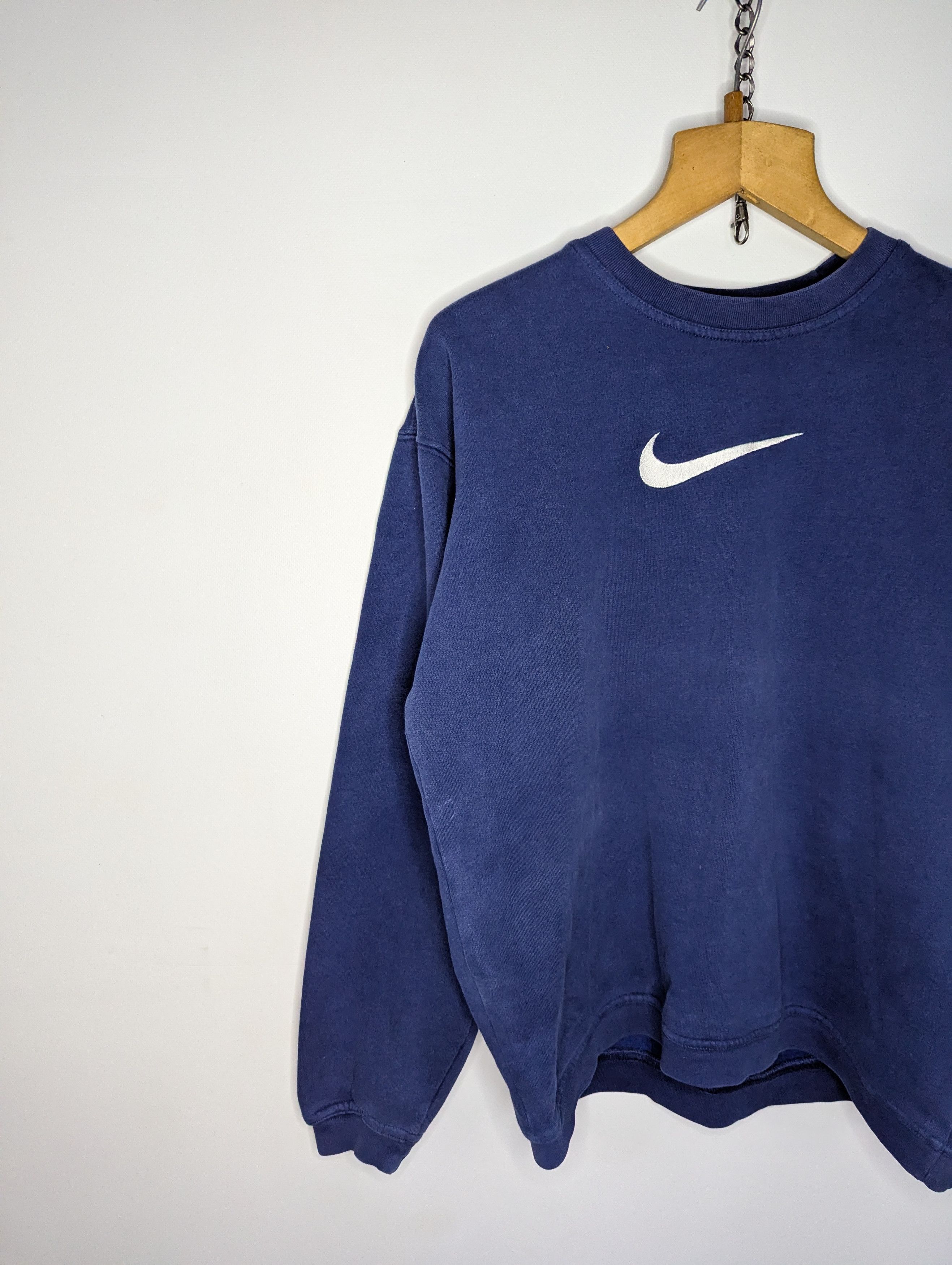 Nike × Vintage Women's Dark Blue Oversized Sweatshirt with Big Logo Swoosh Size M / US 6-8 / IT 42-44 - 5 Thumbnail