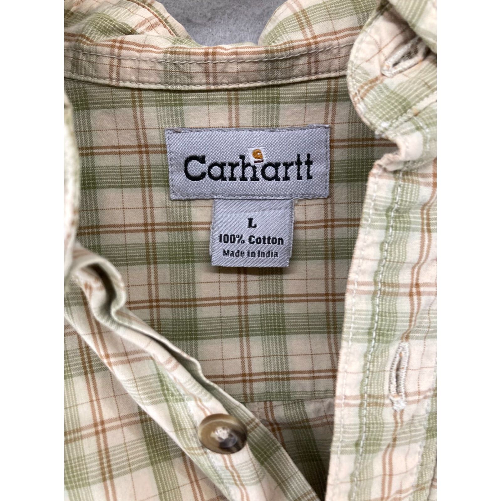 Carhartt Carhartt Shirt Men Large Green Plaid Short Sleeve Button-Up Pocketed Casual Workwear Cotton Size US L / EU 52-54 / 3 - 5 Thumbnail
