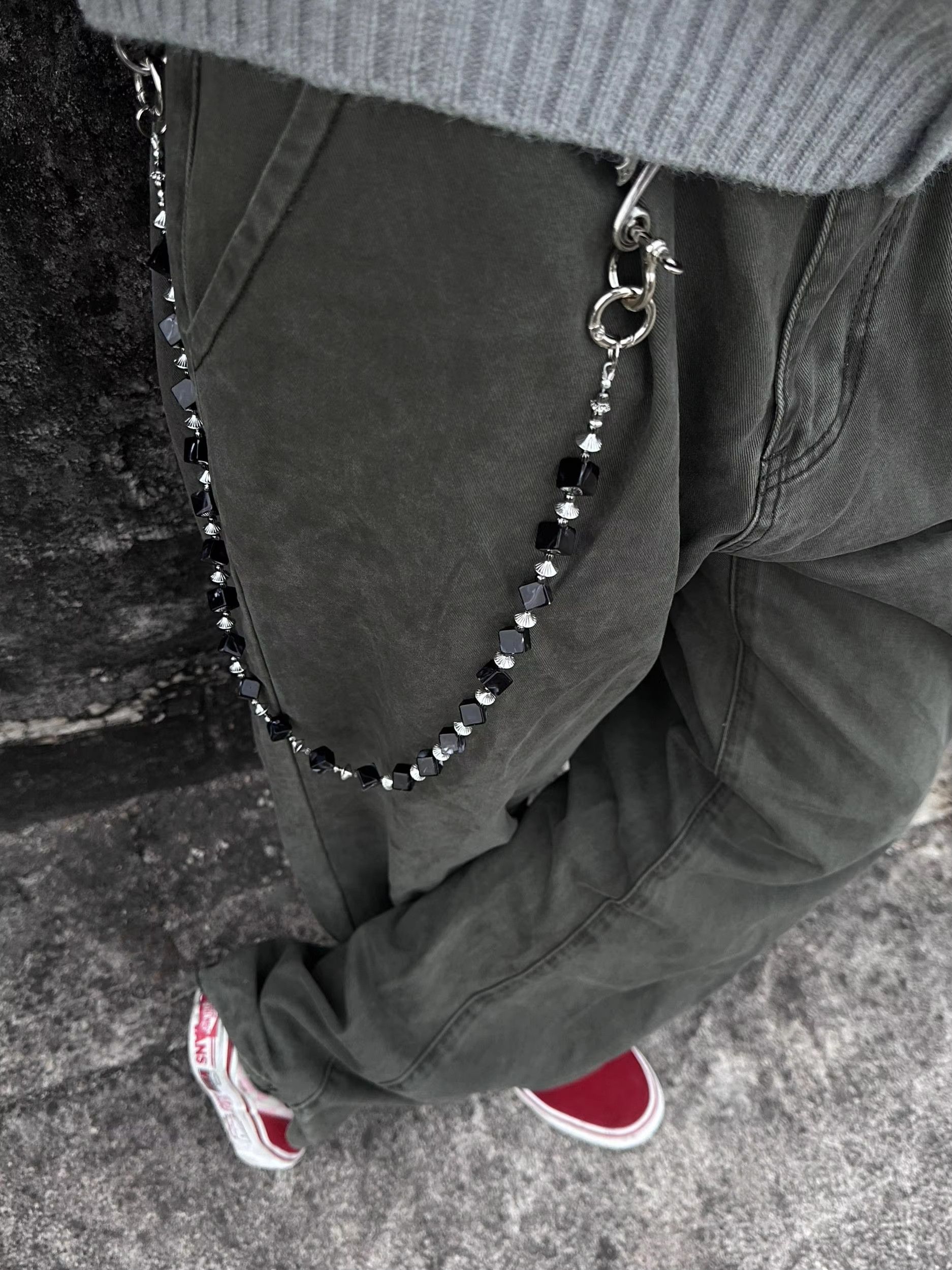 Jewelry Acrylic Black Bead Pants Waist Chain Size ONE SIZE - 3 Thumbnail