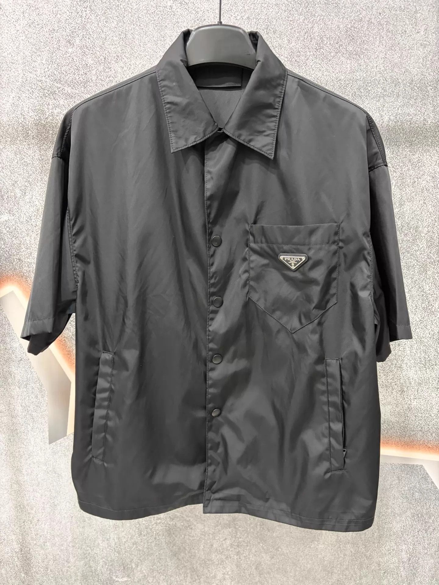 Prada Prada Triangle Logo Nylon Short-Sleeve Shirt Black L Size US L / EU 52-54 / 3 - 1 Thumbnail