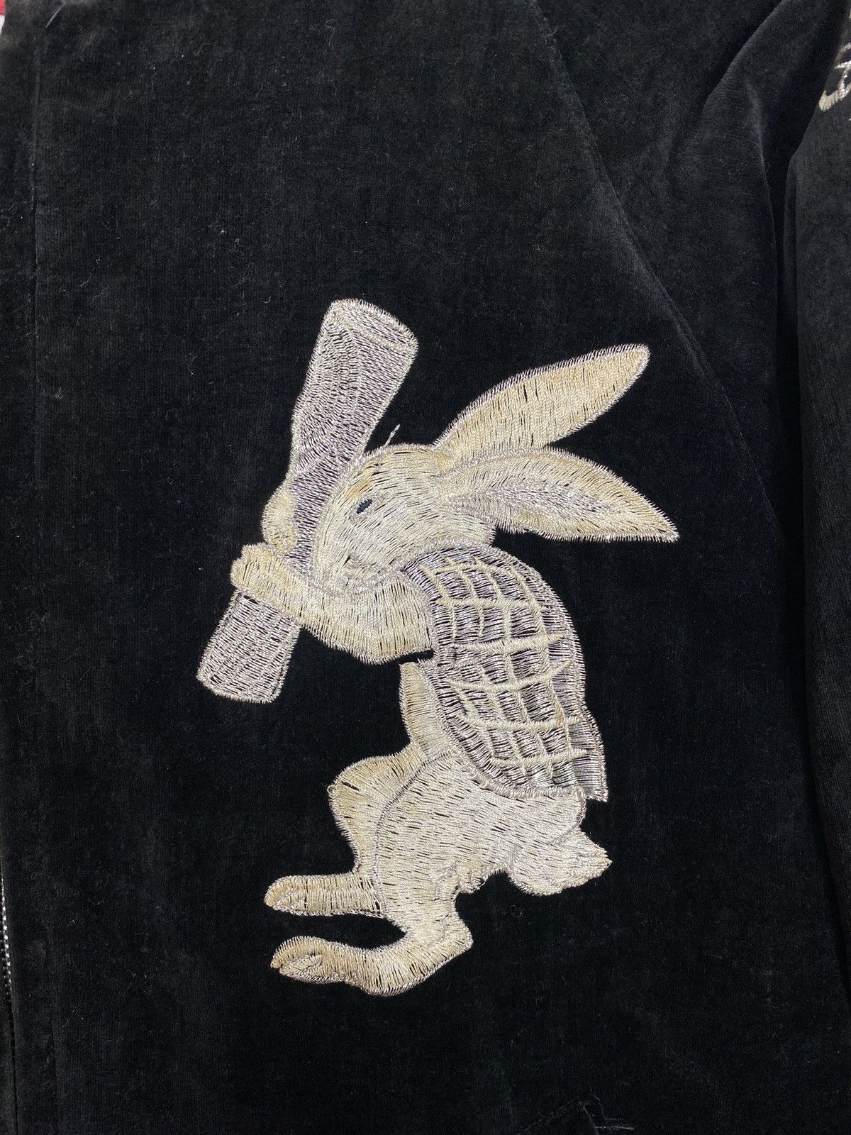 Japanese Brand Rare‼️ Sukajan Dragon Moon Rabbits Embroidery Suede Jacket Size US M / EU 48-50 / 2 - 9 Thumbnail