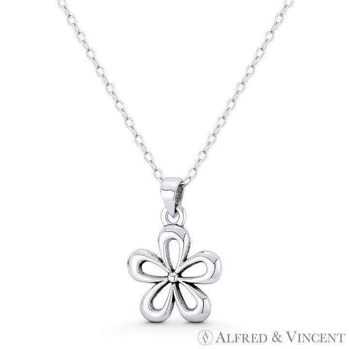 Other 5-Petal Daisy Flower Charm Oxidized Pendant Size ONE SIZE - 1 Preview