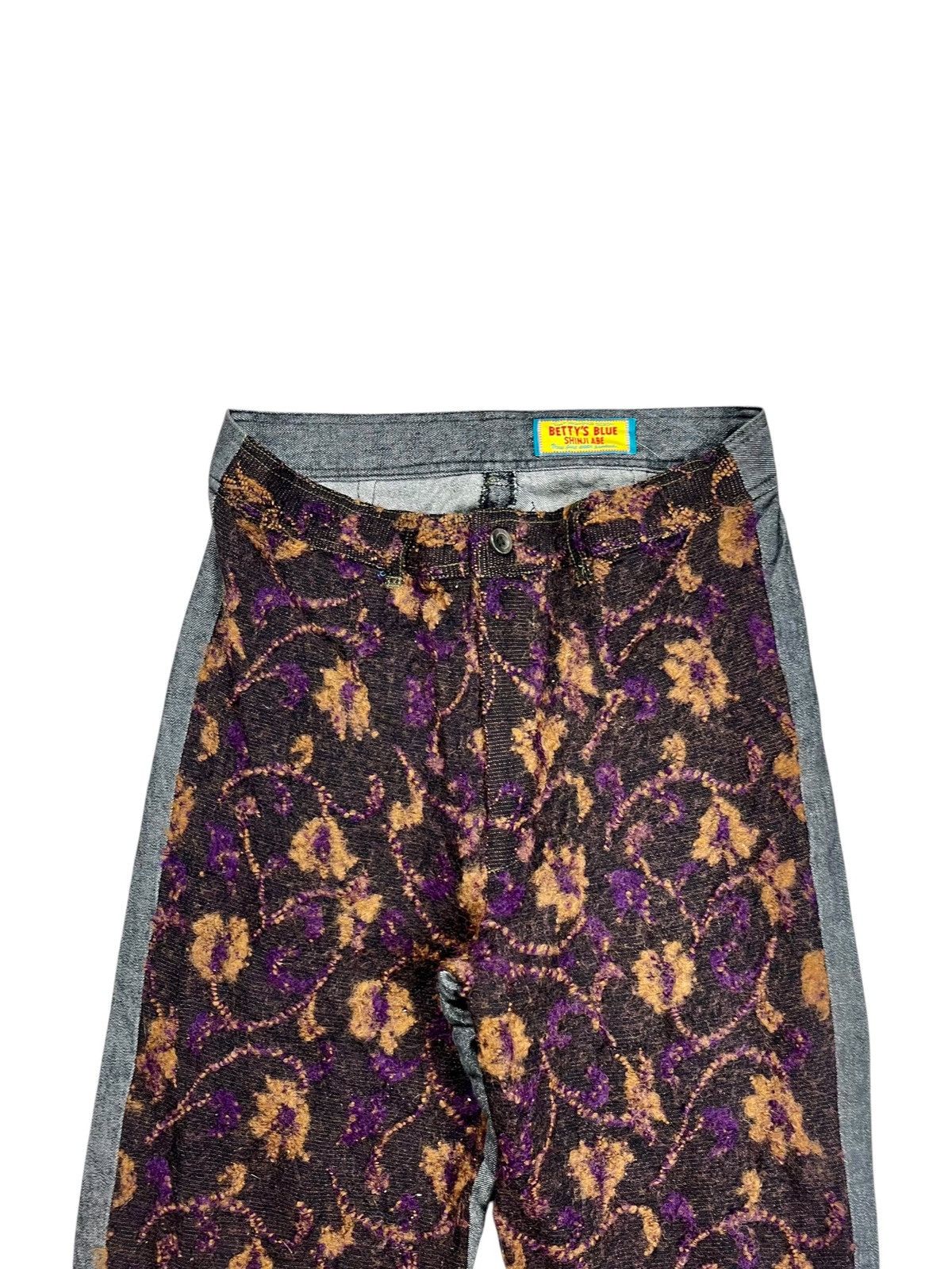 Angel Blue × If Six Was Nine × Le Grande Bleu (L.G.B.) 2000s Bettys Blue - Hybrid Wool & Denim Flower Pants Size US 29 - 4 Thumbnail