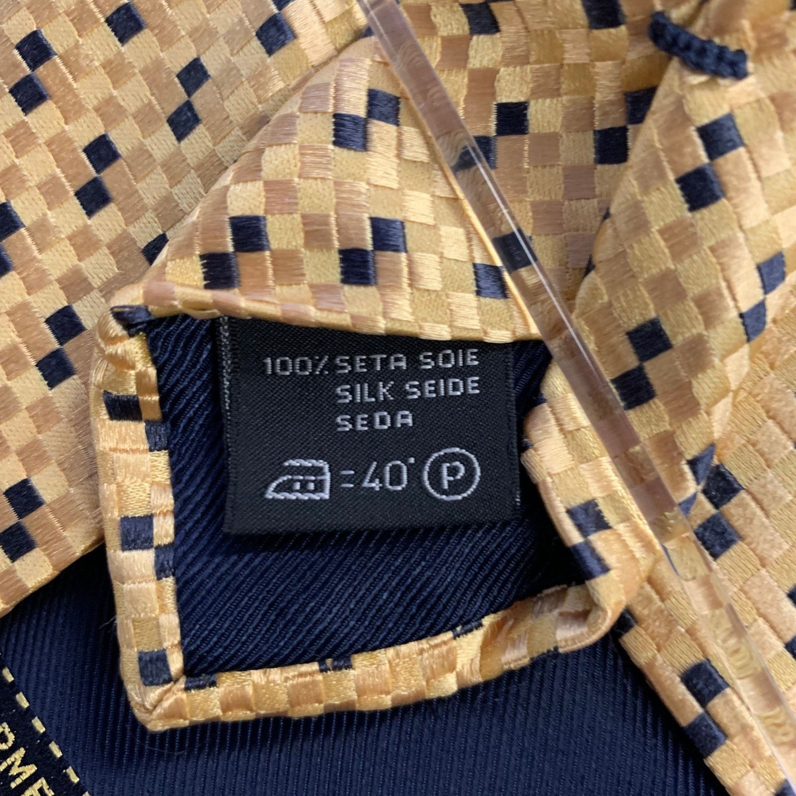 Ermenegildo Zegna ERMENEGILDO ZEGNA One Size Yellow Black Silk Tie Size ONE SIZE - 3 Thumbnail