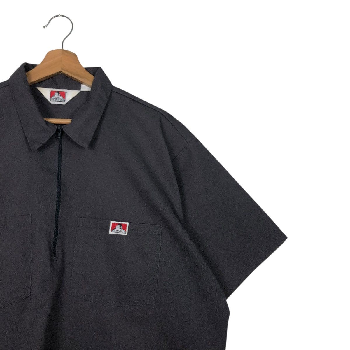 Japanese Brand 🔥HALF ZIPPER COLLAR BOWLING SHIRT BEN DAVIS SMALL LOGO Size US XL / EU 56 / 4 - 11 Thumbnail