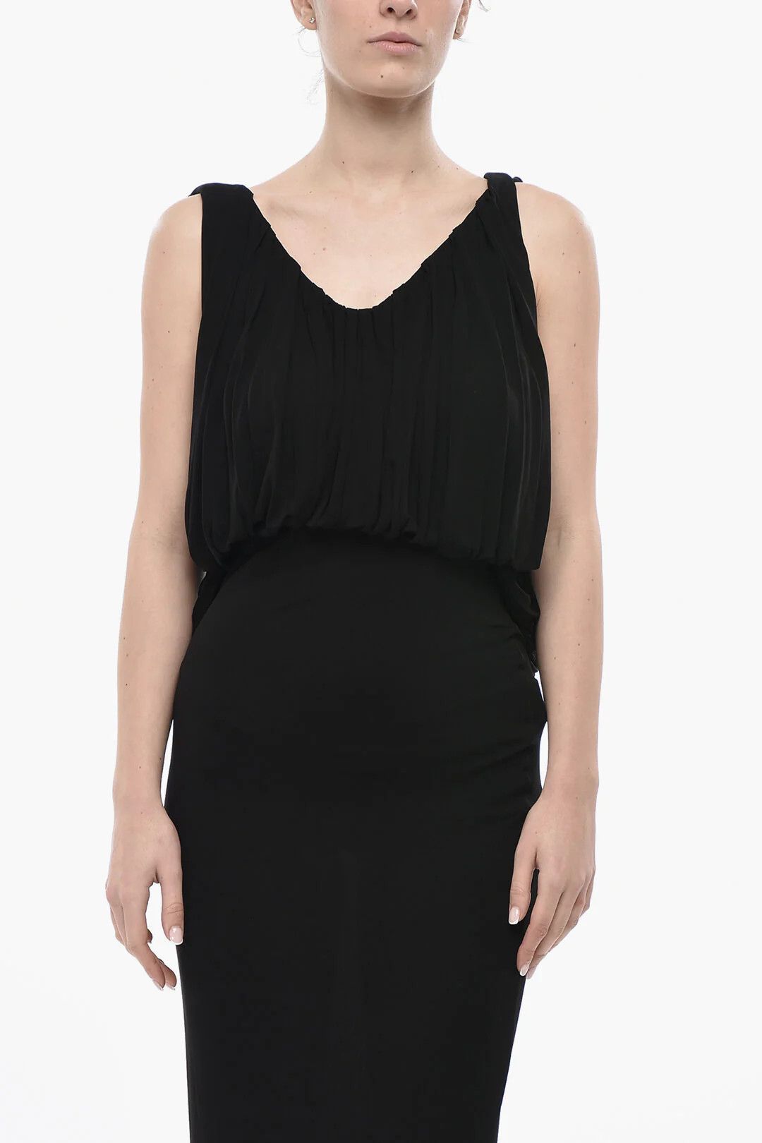 Saint Laurent Paris og1mm0326 Sheer Cupro Dress in Black Size L / US 10 / IT 46 - 4 Thumbnail
