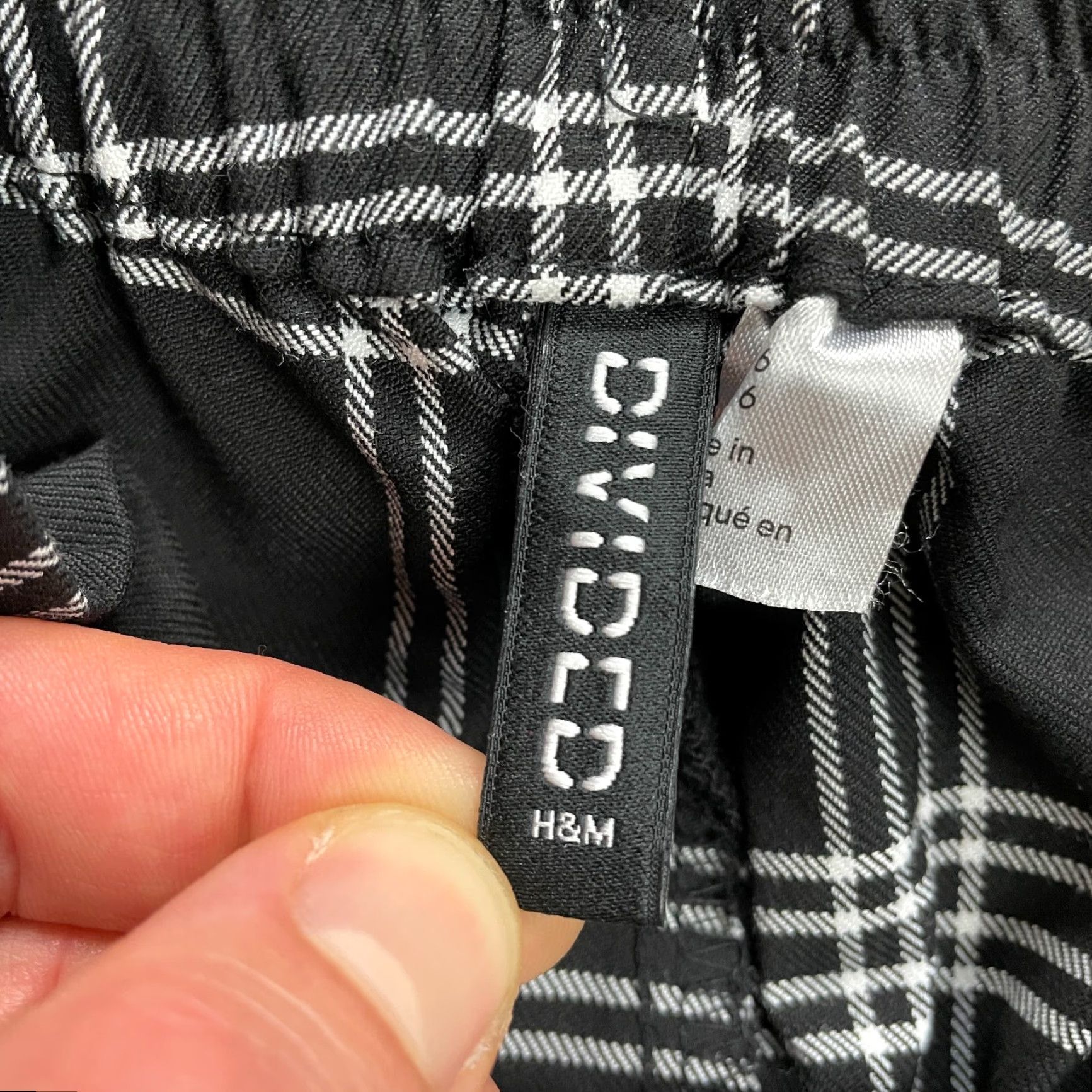 H&M H&M Divided Paperbag Pants Womens 6 Black Plaid High Rise Straight Leg Belted Trouser Size 28" / US 6 / IT 42 - 3 Thumbnail