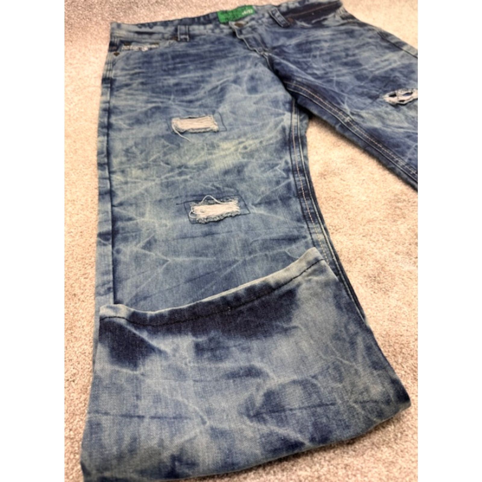 Denime VINTAGE Kaalu Euro Jeans Men’s 46x32 Blue Denim Acid Wash Straight Leg Distressed 6202 Size US 30 / EU 46 - 2 Thumbnail