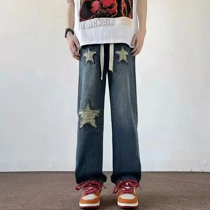 Japanese Brand Vintage wide leg ripped embroidered jeans Size US 32 / EU 48 - 5 Thumbnail