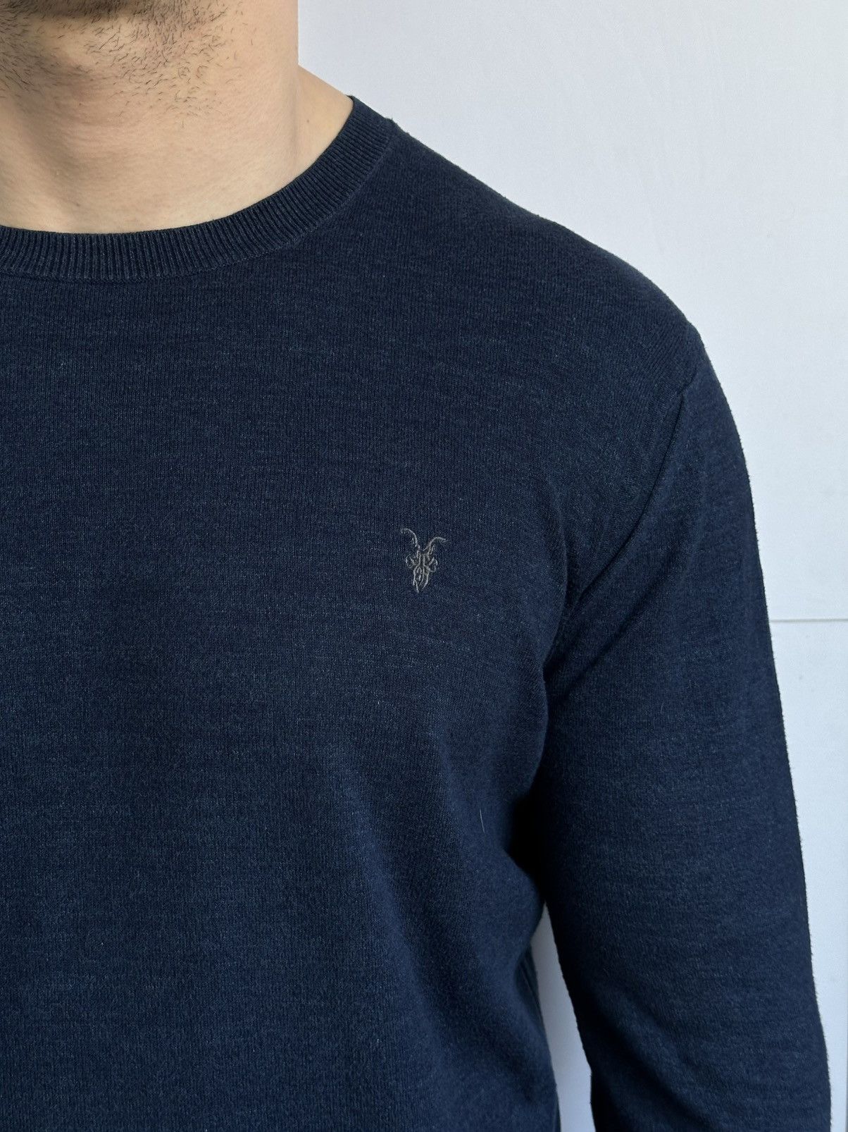Allsaints ALLSAINTS Fritz Crew Neck Jumper Navy Blue Cotton Size XL Size US XL / EU 56 / 4 - 2 Thumbnail