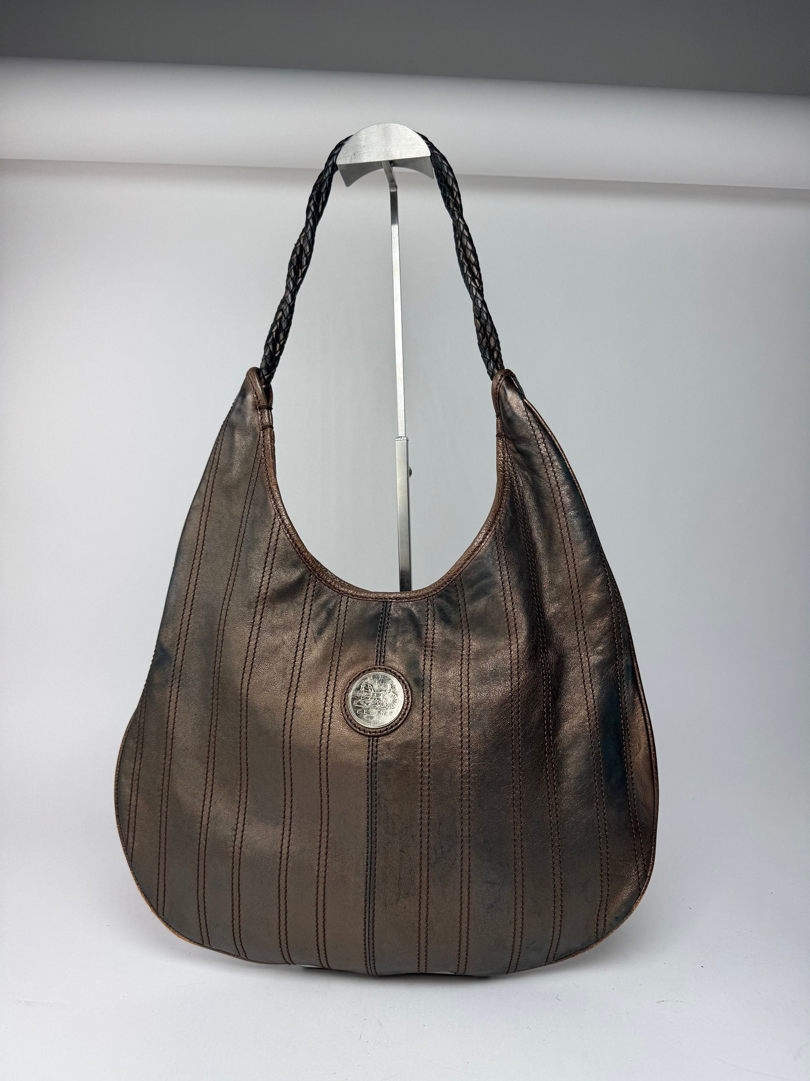 Vintage Leather bag bronze brown