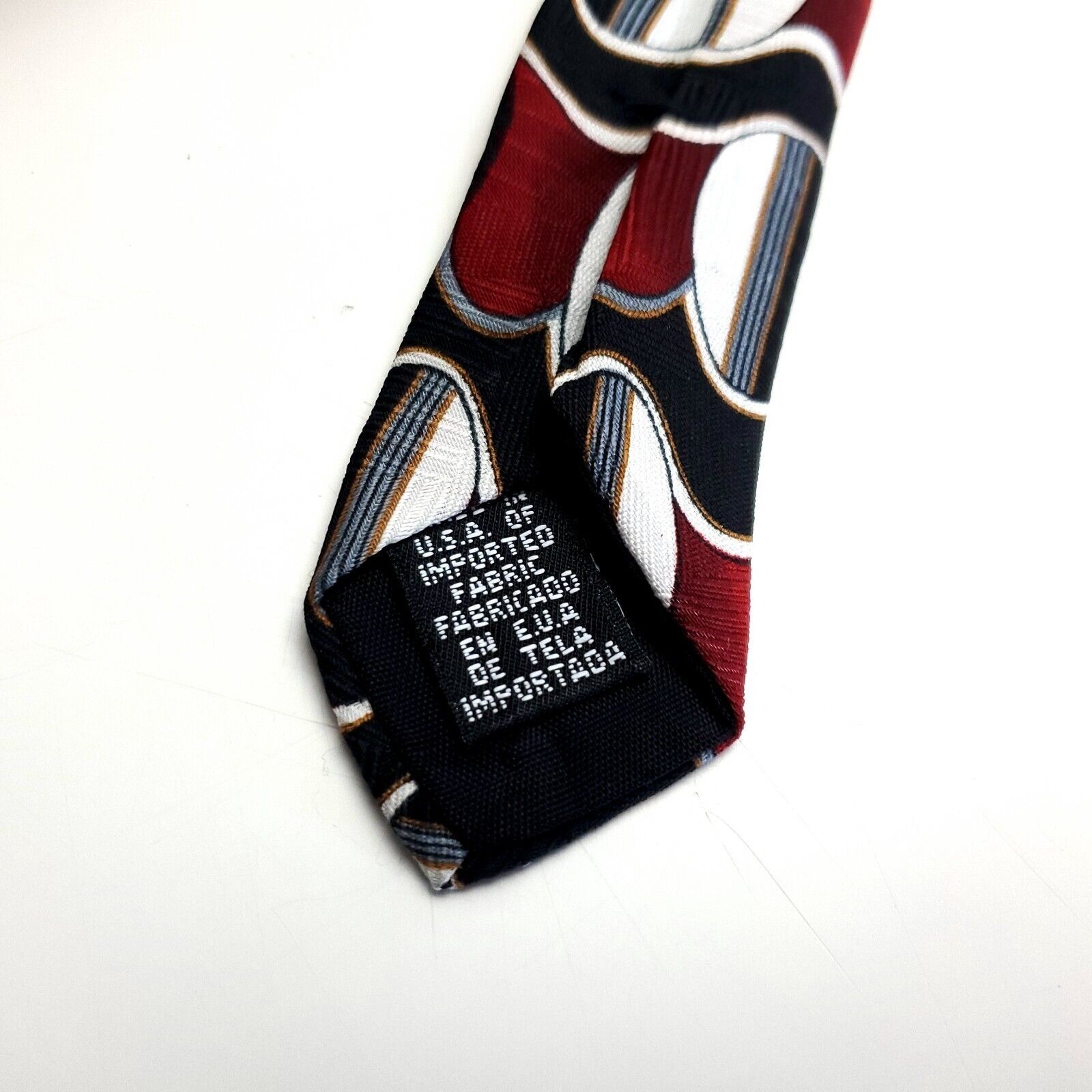 Towncraft Towncraft Red Black Geometric Abstract Print Short Silk Tie Size ONE SIZE - 4 Thumbnail
