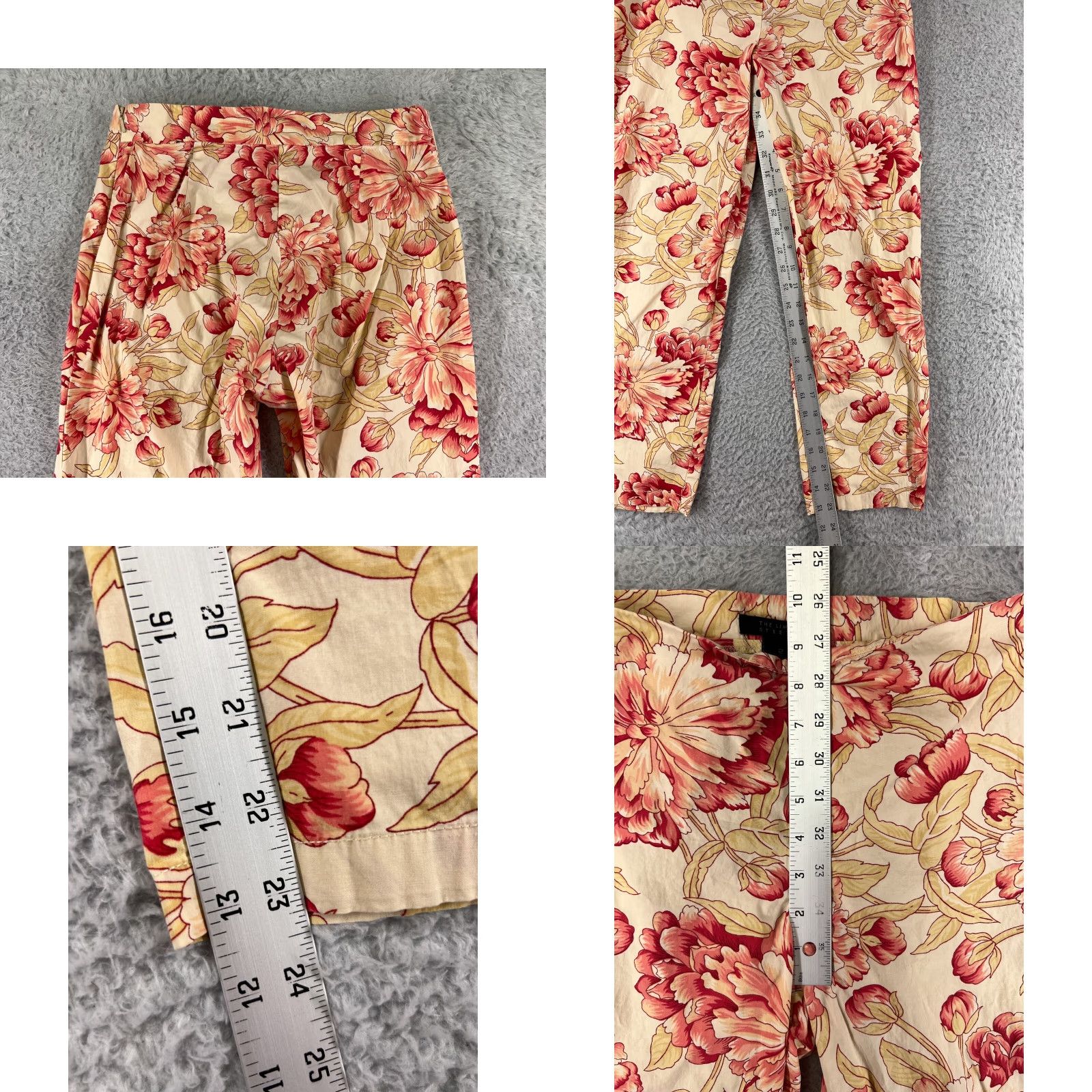 Vintage The Limited Pants Womens 2 Red Beige Floral Ankle Cotton Blend Stretch Pull On Size 26" / US 2 / IT 38 - 8 Thumbnail