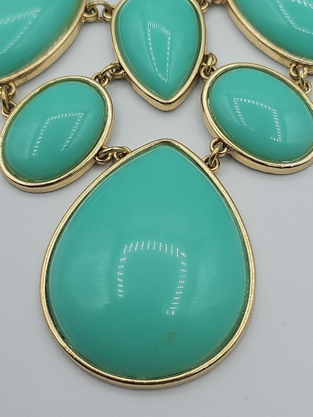 Aquascutum Aqua Acrylic Stone Gold Tone Bib Max Length 18" Necklace Size ONE SIZE - 3 Thumbnail