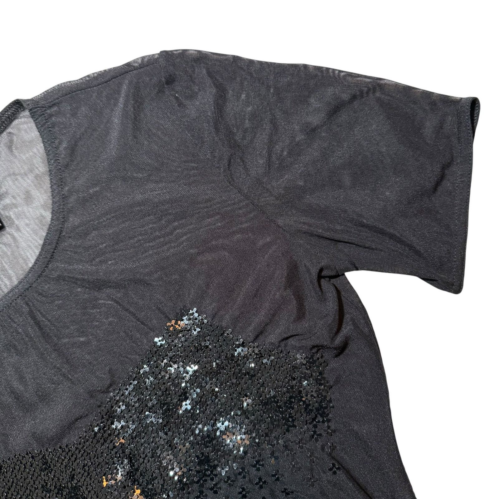 Escada Escada Short Sleeve Mesh Sequin Bodysuit Sheer Black Size 36 Size XS / US 0-2 / IT 36-38 - 6 Thumbnail