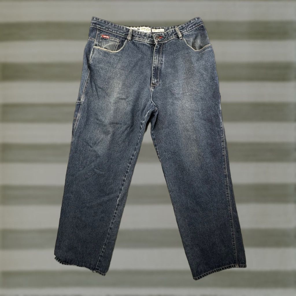 VINTAGE Ecko Unltd Jeans Mens 40x32 Foundry Carpenter Baggy Skater Denim Blue 90s Hip Hop Streetwear