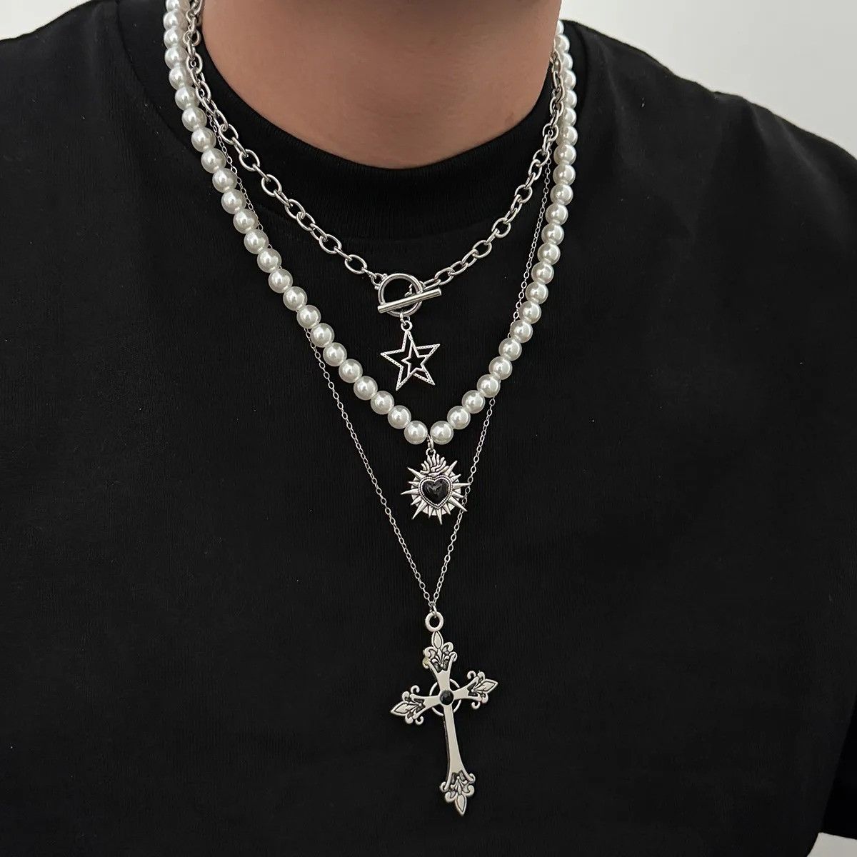 Vintage Pearl Cross Copper Plated Chain Necklace Size ONE SIZE - 3 Thumbnail