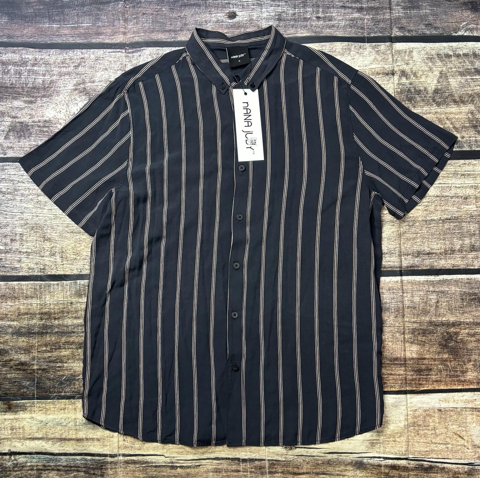 NANA JUDY Nana Judy Shirt Mens Medium Verve Navy Striped Button Up $75 Size US M / EU 48-50 / 2 - 1 Thumbnail