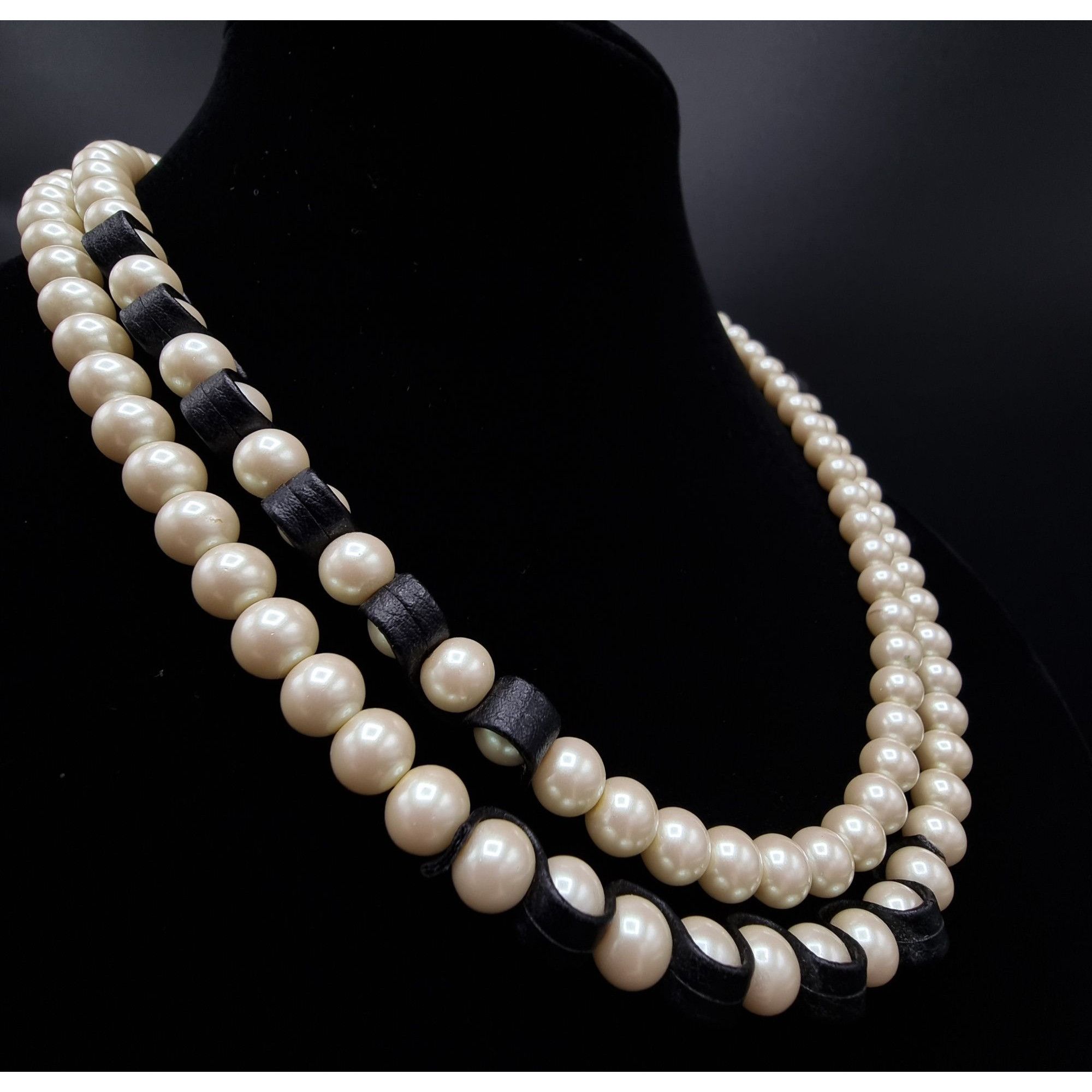 Kenneth Cole Kenneth Cole Long Faux Pearl & Black Bead Necklace With Adju Size ONE SIZE - 4 Thumbnail