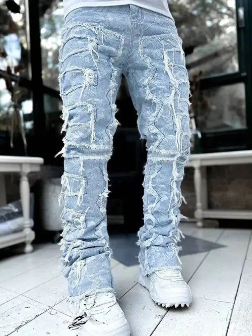 Japanese Brand × Vintage Washed Stacked Distressed Ripped Skinny Jeans Size US 33 - 4 Thumbnail