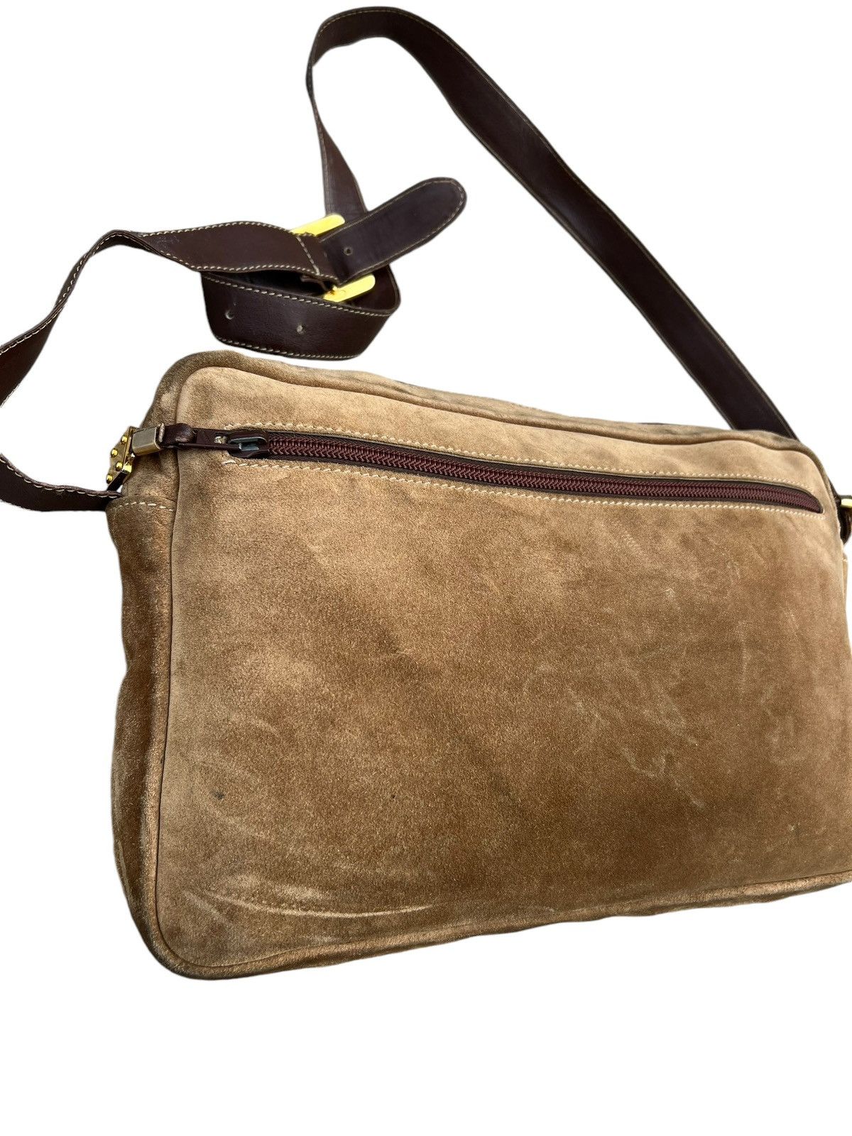 Leather Vintage 80s LOEWE Patina Distress Scratch Suede Leather Bag Size ONE SIZE - 10 Thumbnail