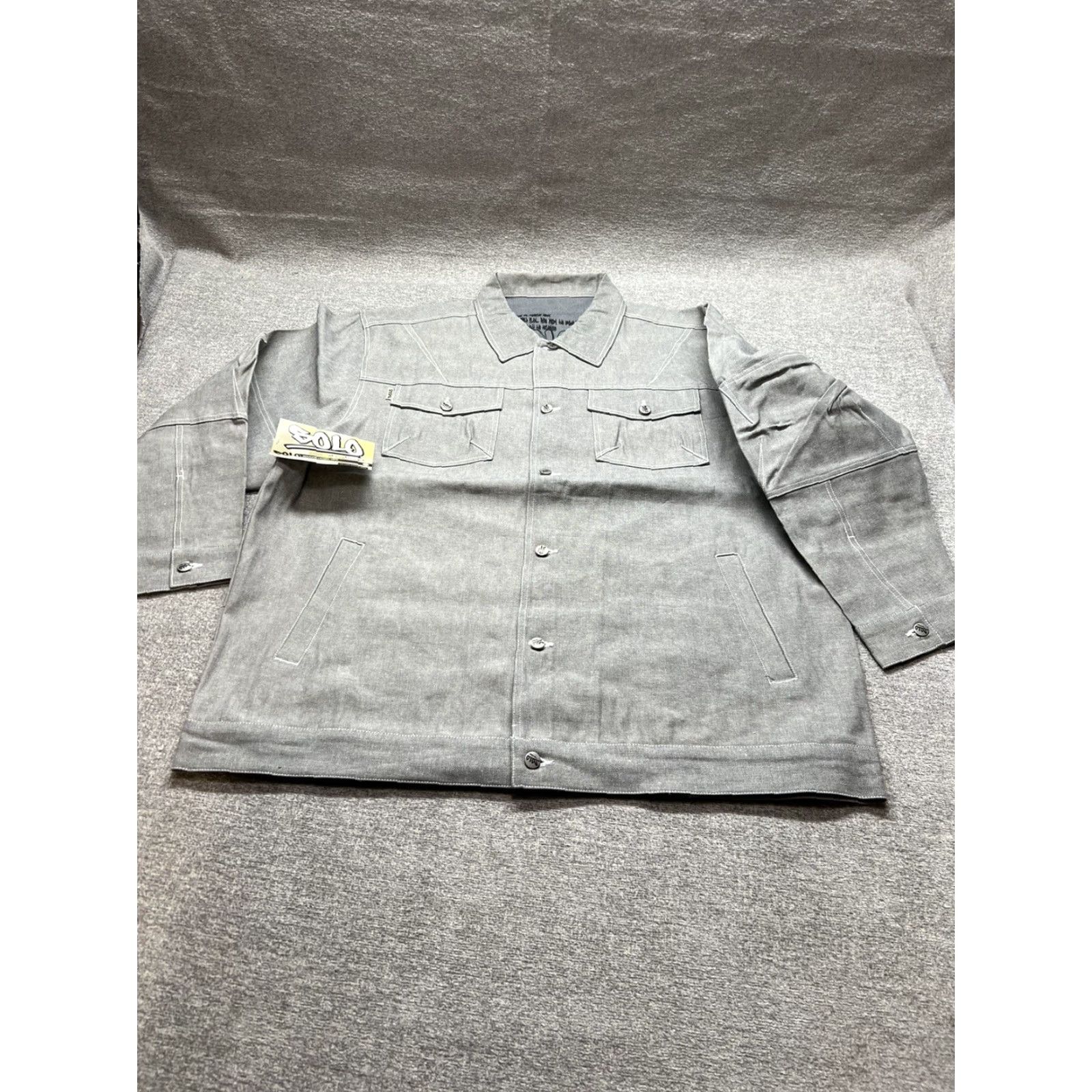Vintage VINTAGE Solo Semore Denim Jacket 2XL Gray Button Coat Mens Jacket 90s Overcoat NWT Size US 39 - 2 Thumbnail