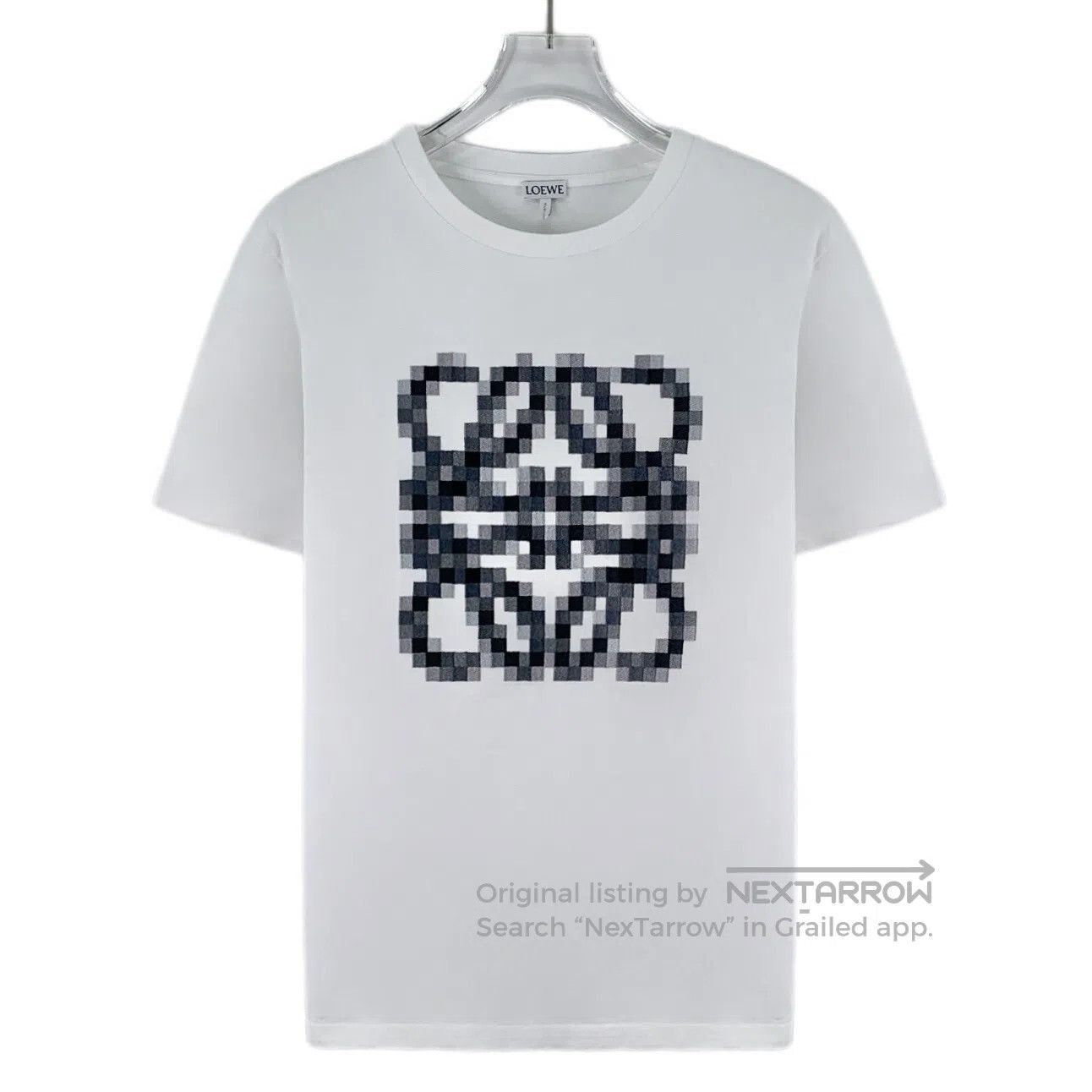 Loewe Loewe White Mosaic Logo Printed Cotton Round Neck Short Sl Size US M / EU 48-50 / 2 - 1 Thumbnail