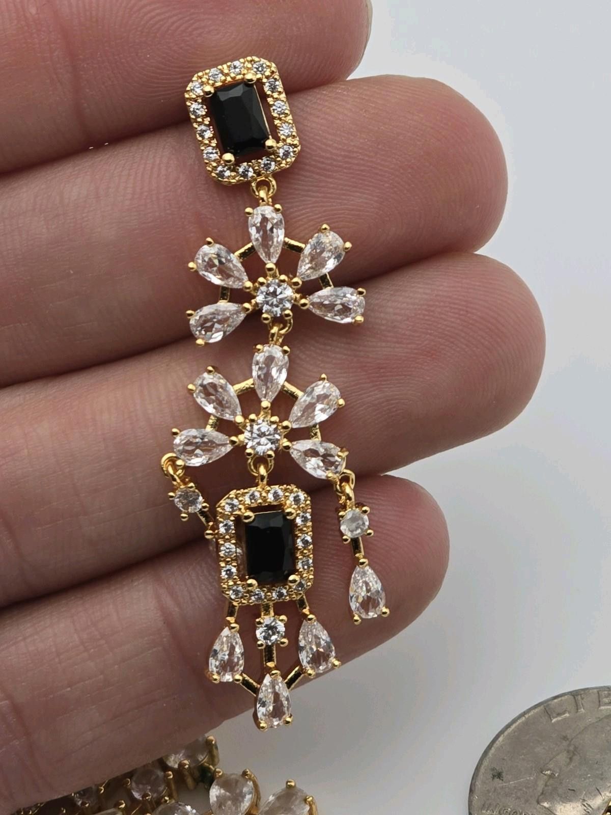 The Unbranded Brand Dramatic Vintage Vermeil CZ Necklace, Earring Ring Set 925 Size ONE SIZE - 4 Thumbnail