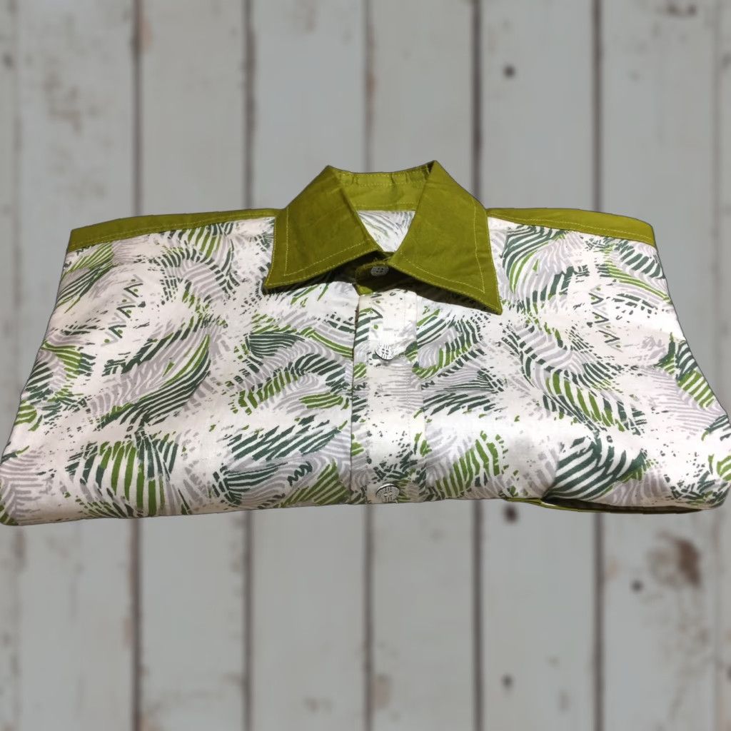 Vintage VINTAGE Unbranded Men's Button-Up Shirt XL Green Floral Short Sleeve Cotton Adult Size US XL / EU 56 / 4 - 1 Thumbnail
