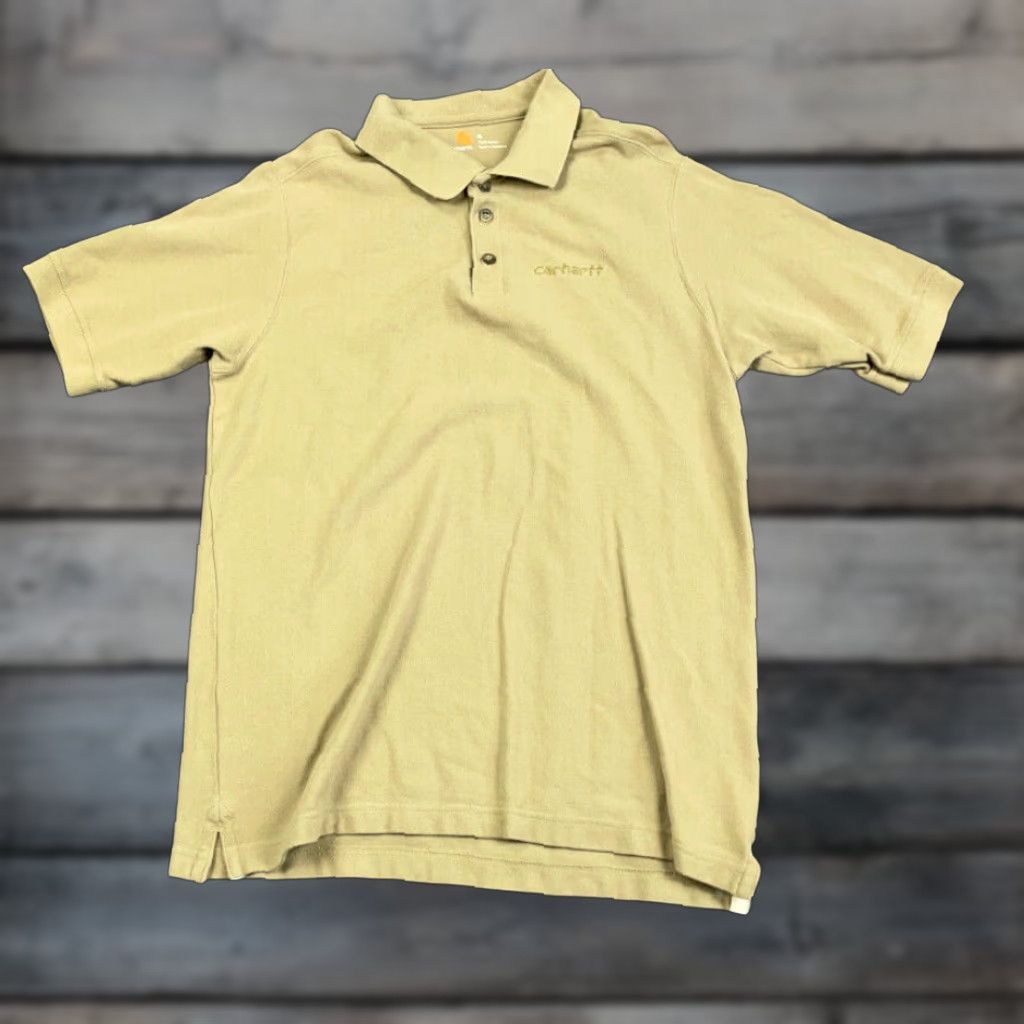 Carhartt Carhartt Polo Shirt Adult Medium Beige Solid Cotton Classic Preppy Mens Size US M / EU 48-50 / 2 - 1 Thumbnail