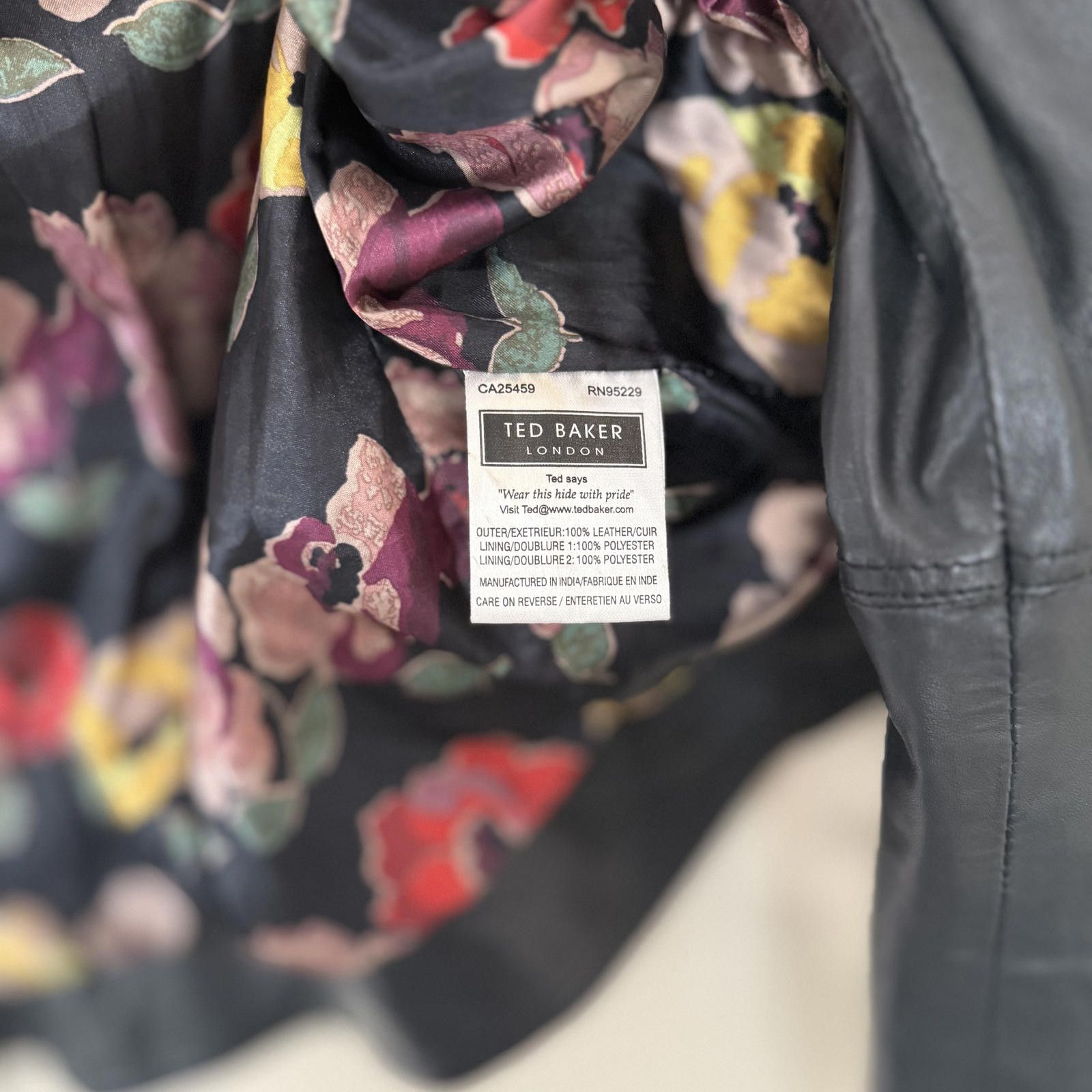 Ted Baker Ted Baker Jacket Women's 1 Black Leather Moto Ruffle Back Size ONE SIZE - 5 Thumbnail