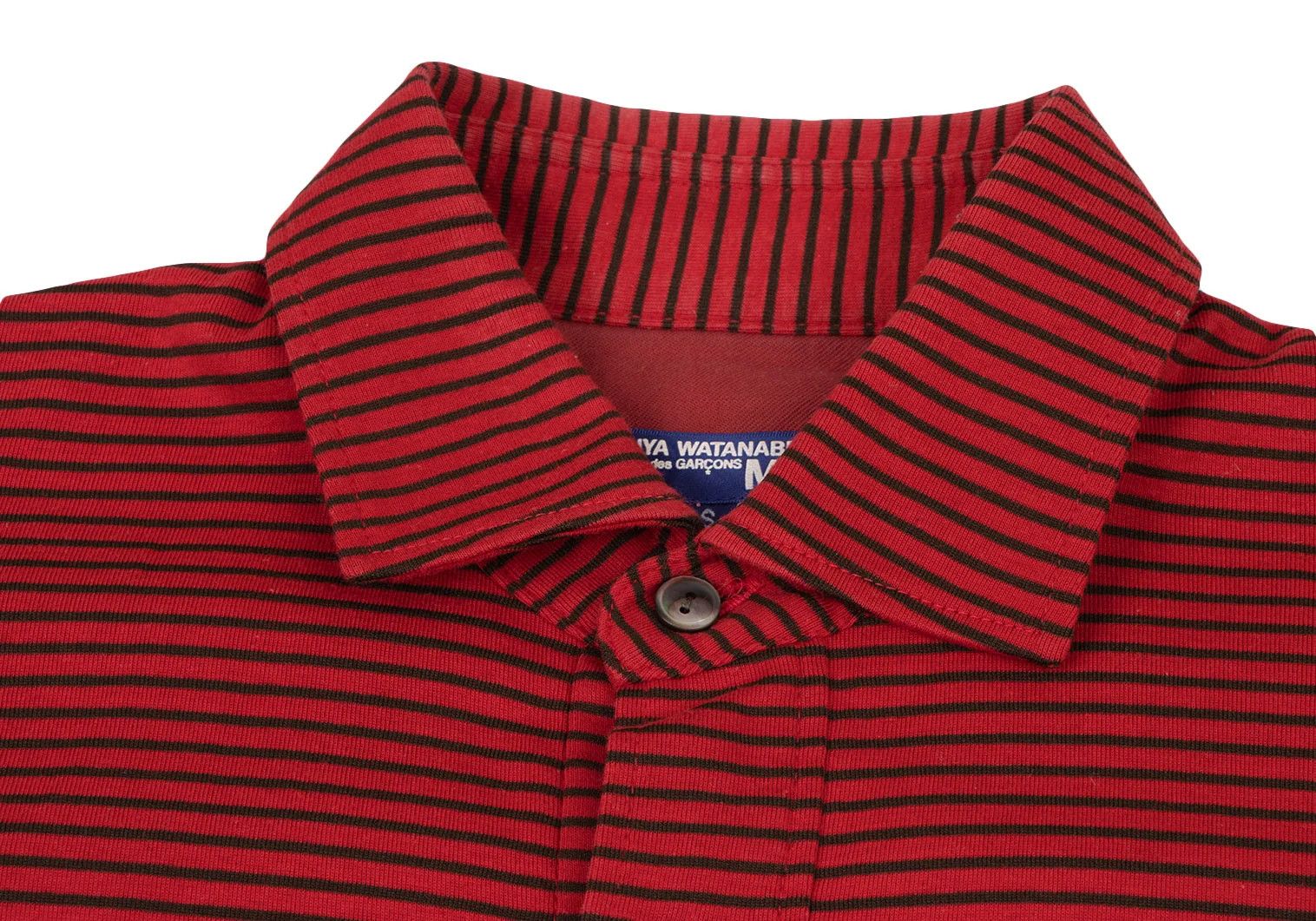 Junya Watanabe Elbow Patch Stripe Polo Shirt in Red and Black, Size S Size US S / EU 44-46 / 1 - 3 Thumbnail