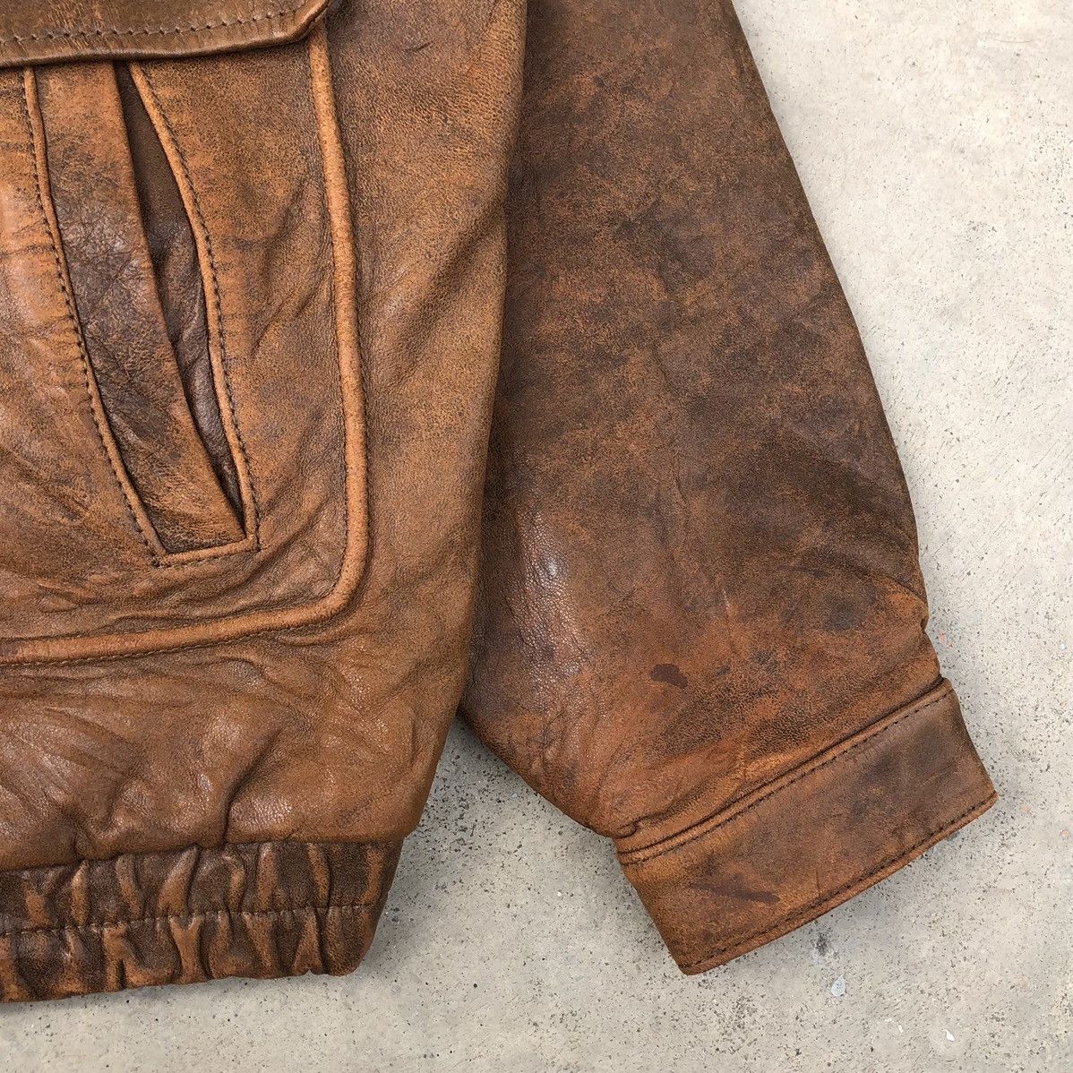 Vintage Vintage Skender Lined Fleece Leather Bomber Jacket Size US L / EU 52-54 / 3 - 6 Thumbnail
