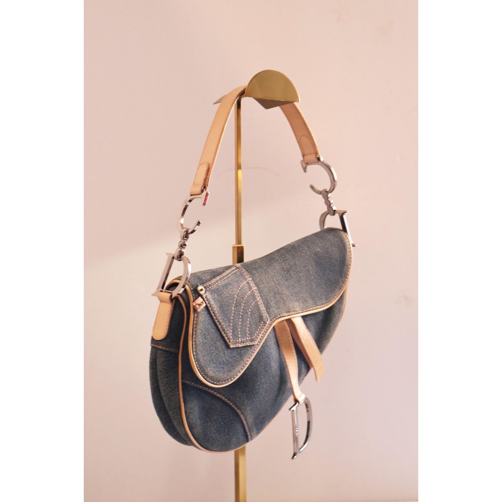 Dior RARE Christian Dior Blue Denim Saddle Bag Size ONE SIZE - 5 Thumbnail