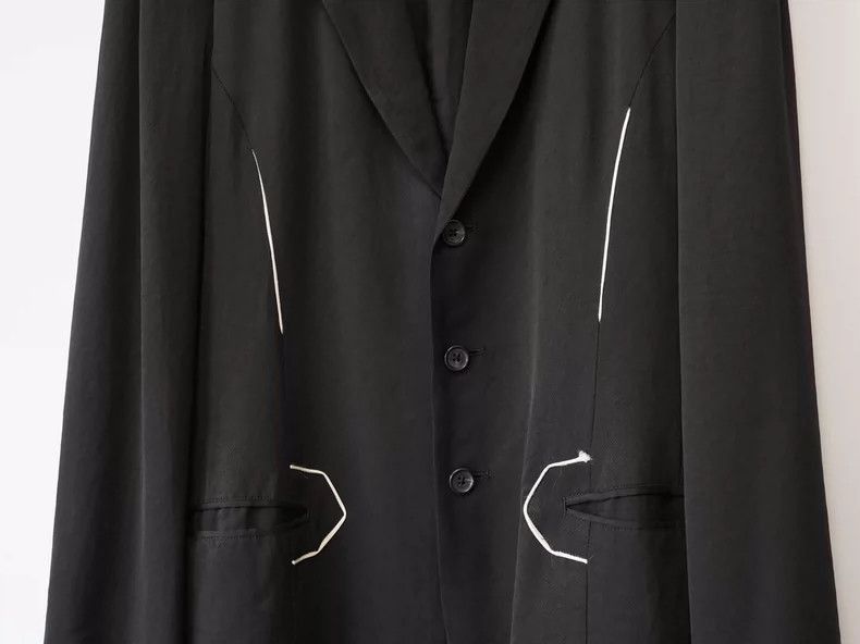 Yohji Yamamoto Yohji Yamamoto Yohji Yamamoto Black Jacket with White Trim Size US M / EU 48-50 / 2 - 3 Thumbnail
