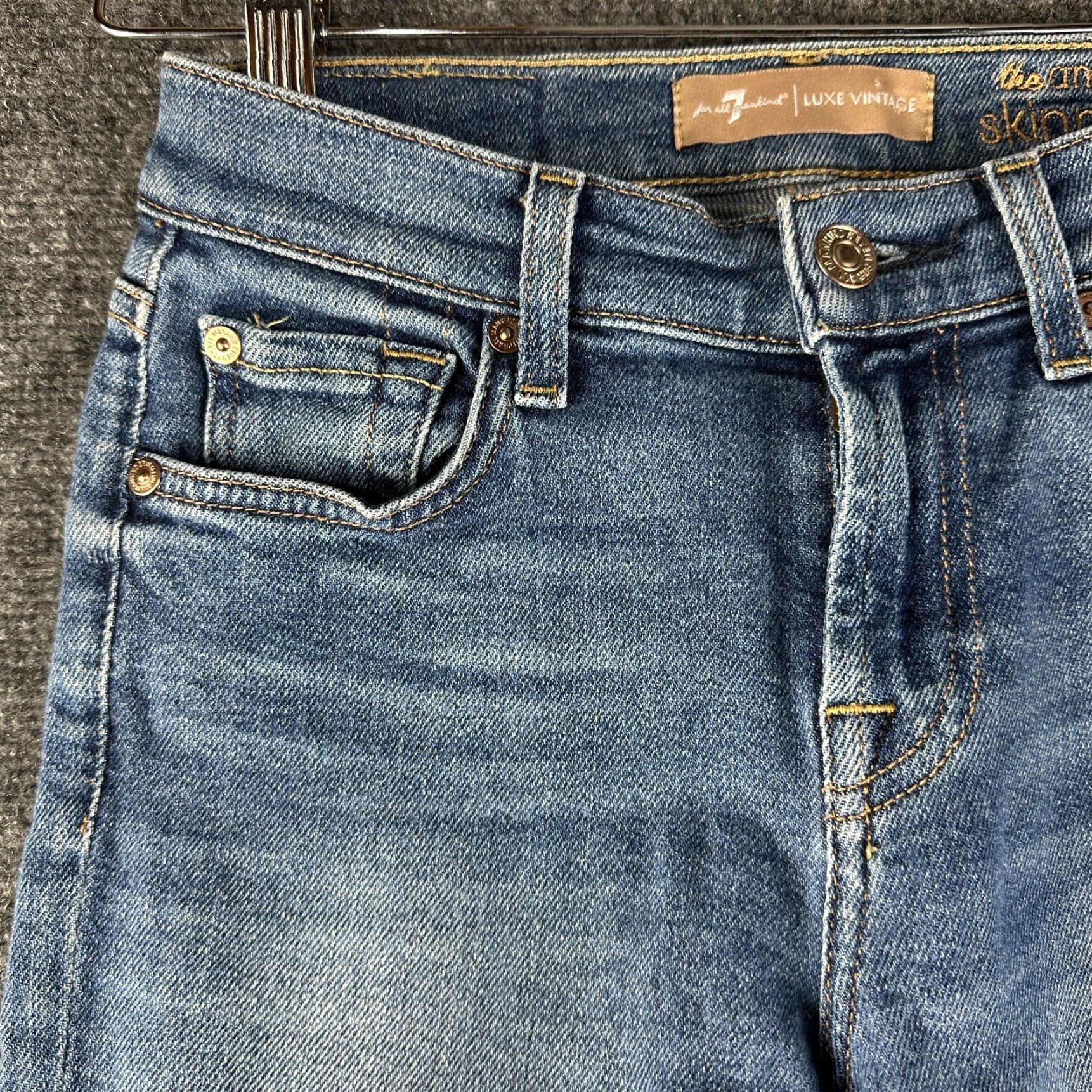 7 For All Mankind 7 For All Mankind Jeans Womens 25 The Ankle Skinny Cotton Stretch Pockets Blue Denim 5-Pocket Design Regular Mid Rise Adult Womens Size 42" / US 20 - 4 Thumbnail