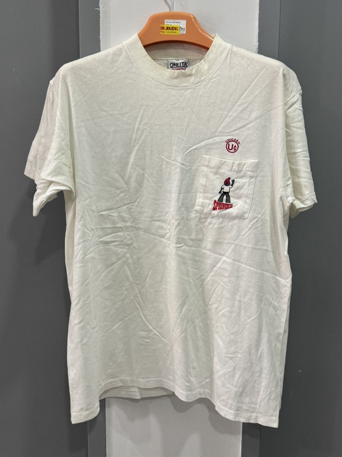 Vintage vintage UNICORN SPRINGMAN pocket single stitch tee Size US L / EU 52-54 / 3 - 4 Thumbnail