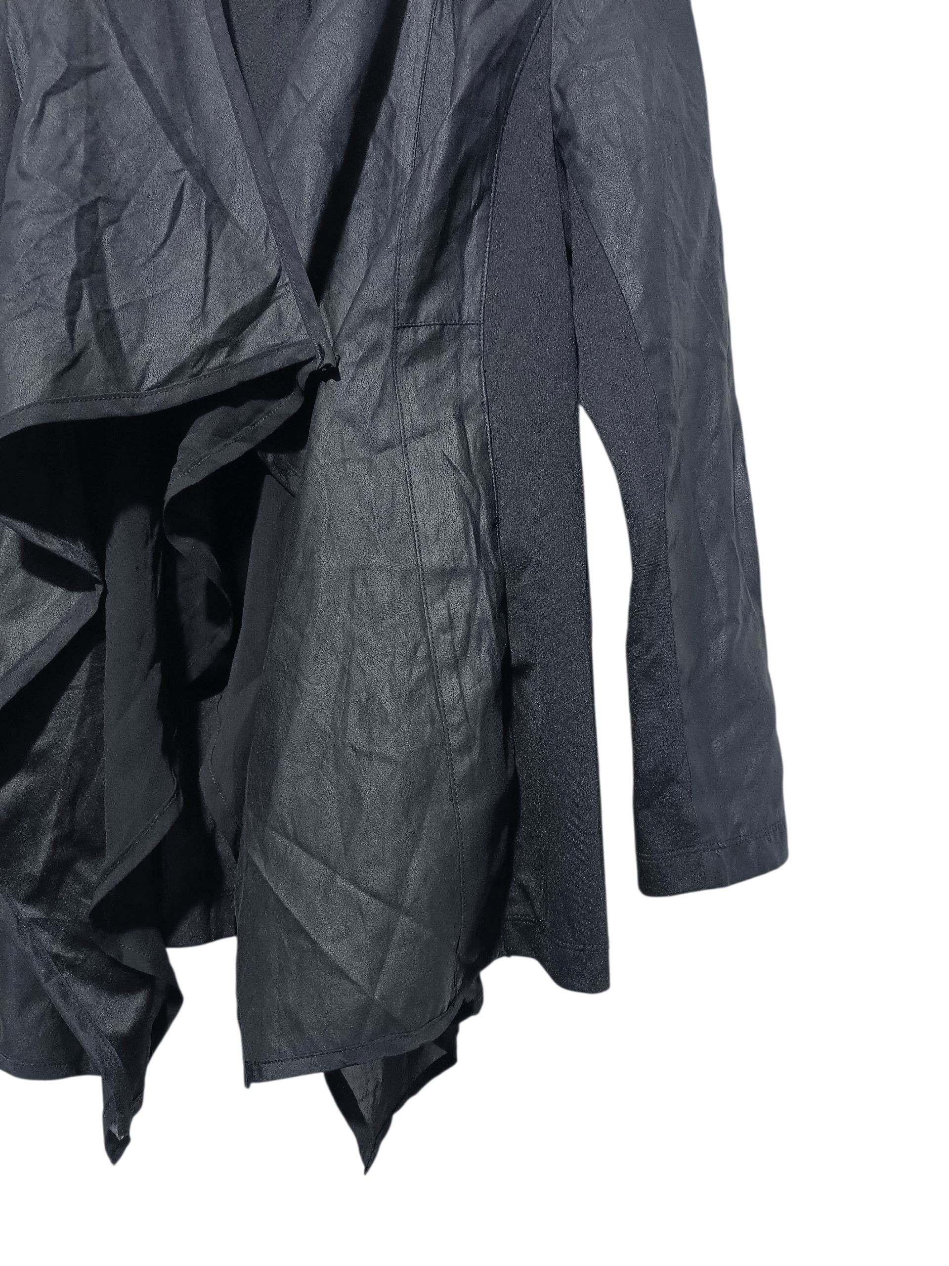 Japanese Brand Black Faux Leather Waterfall Draped Jacket Minimalist Lined Size M / US 6-8 / IT 42-44 - 4 Thumbnail