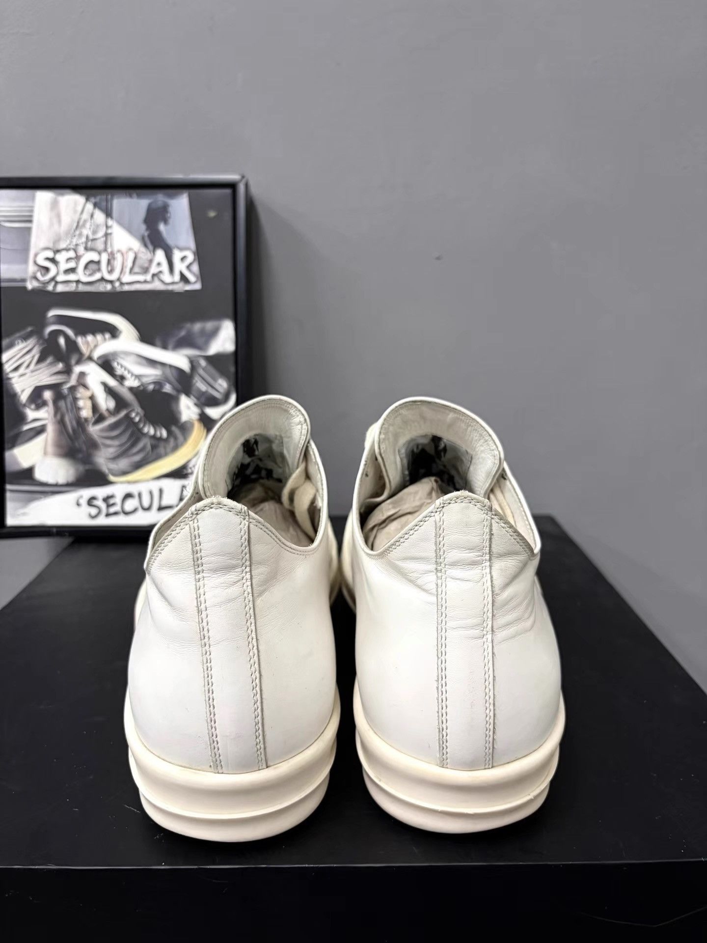 Rick Owens Rick Owens Mainline Milk White Leather Low-Top Sneakers K34 Size US 11 / EU 44 - 7 Thumbnail