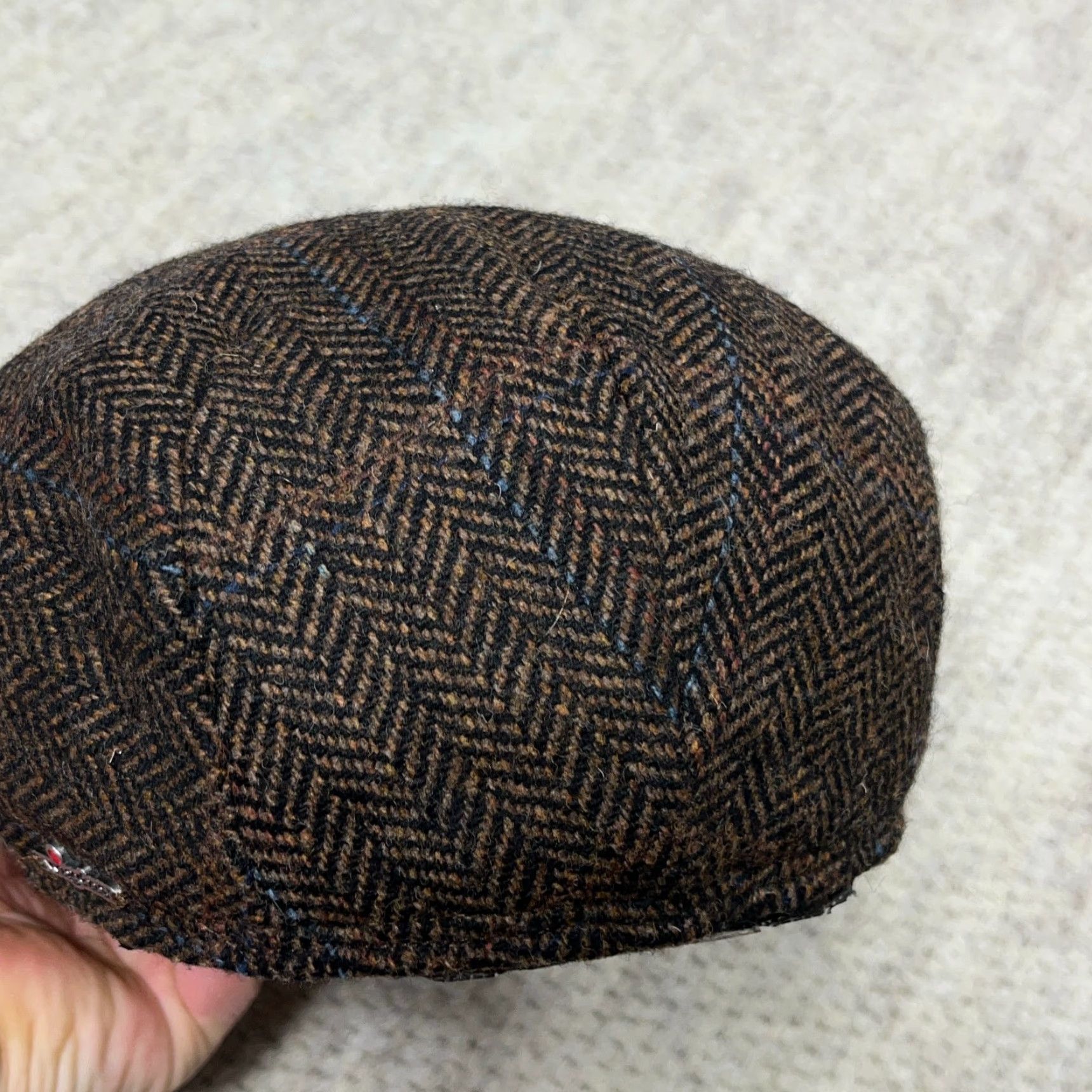 Vintage Wigens Newsboy Hat Cap Mens size 58 Brown Wool Tweed Herringbone Flat Ivy Lined Ear Flap Newsboy Style Outdoor Mens Size ONE SIZE - 7 Thumbnail