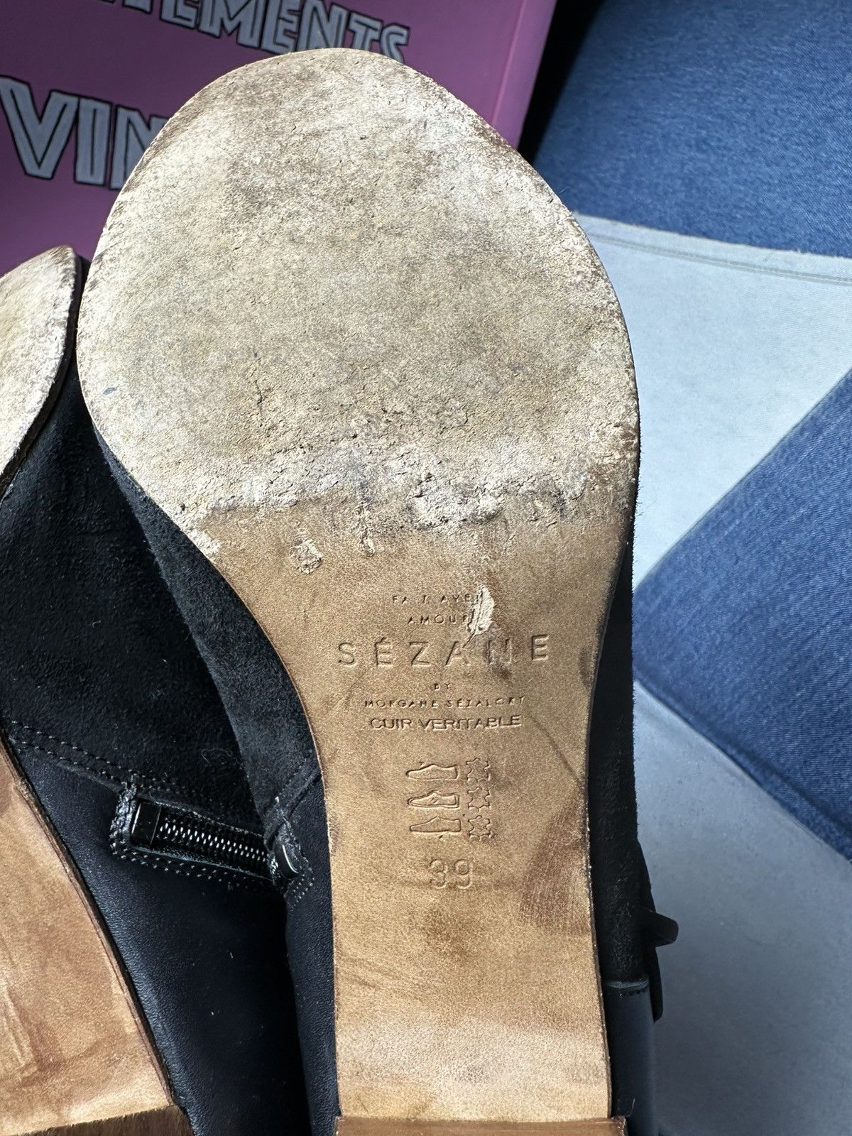 Sezane Sezane Ankle Boots Suede Leather Block Heels Buckle Strap Size US 9 / IT 39 - 22 Thumbnail