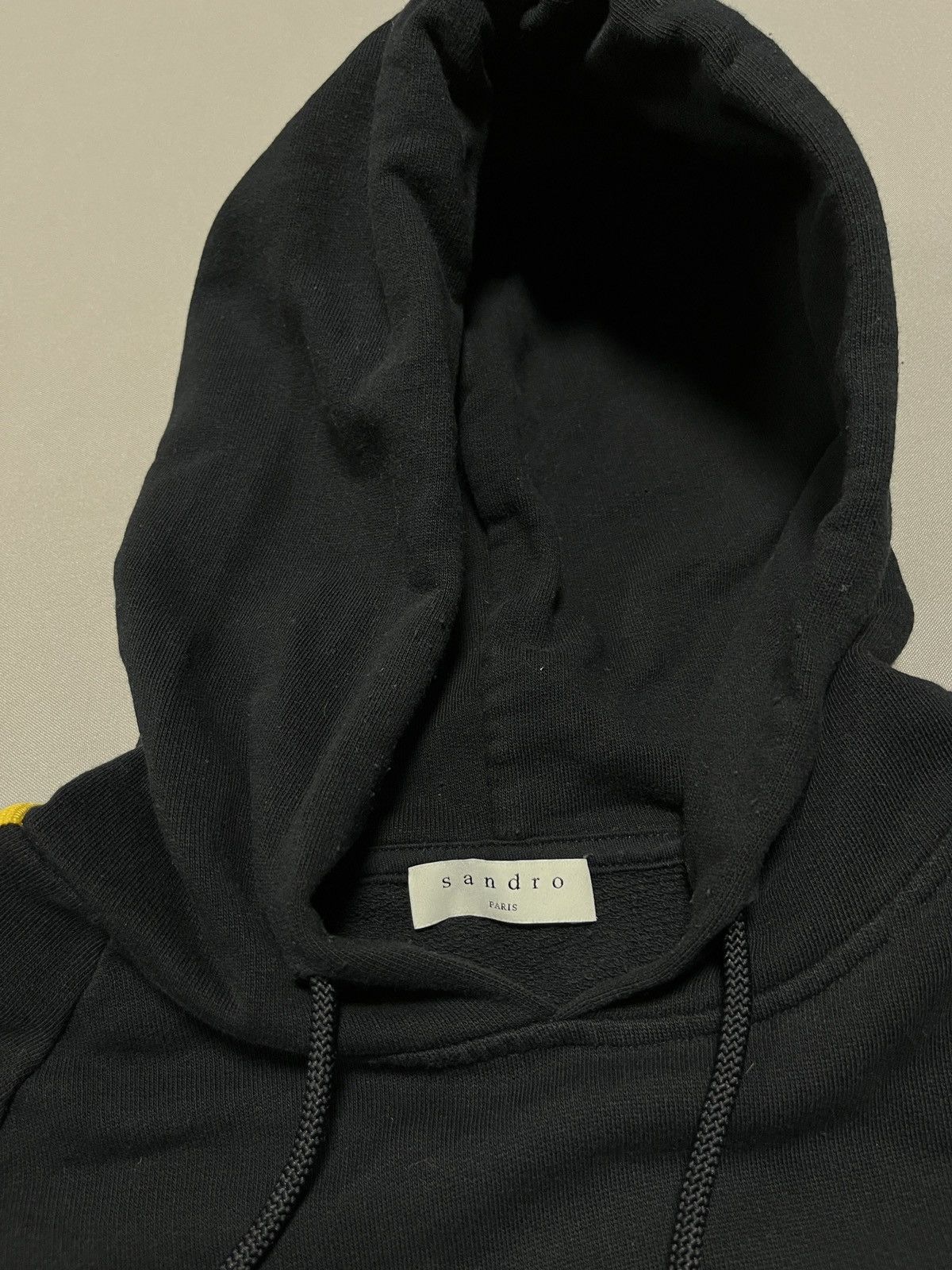 Sandro Sandro Heavy Black Hoodie With Striped Sleeves Size US M / EU 48-50 / 2 - 7 Thumbnail