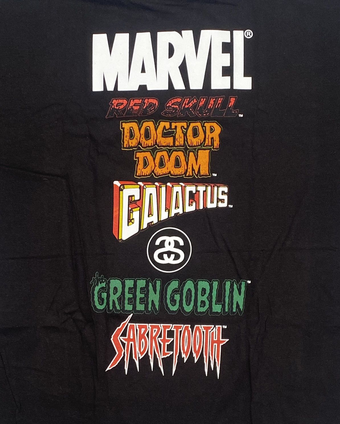 Stussy Marvel X Stüssy World Tour T-shirt, size XL, black, new Size US XL / EU 56 / 4 - 9 Thumbnail