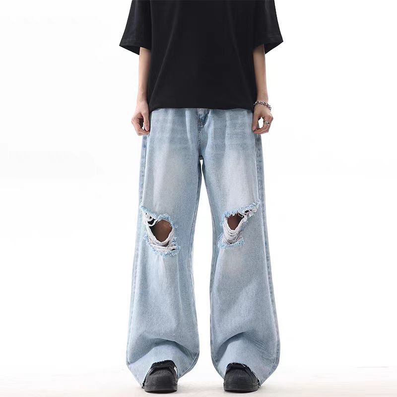 Japanese Brand × Jean vintage light blue ripped washed loose jeans Size US 32 / EU 48 - 6 Thumbnail