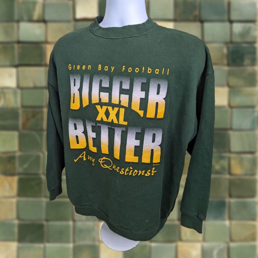 Tultex VINTAGE Green Bay Packers Sweatshirt Mens XL NFL Football Bigger Better XXL Size US XL / EU 56 / 4 - 1 Thumbnail